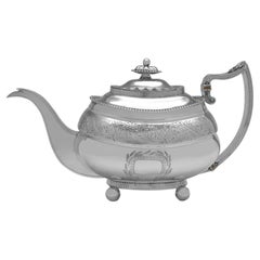 Stunning Regency Period Sterling Silver Teapot, Newcastle, 1815