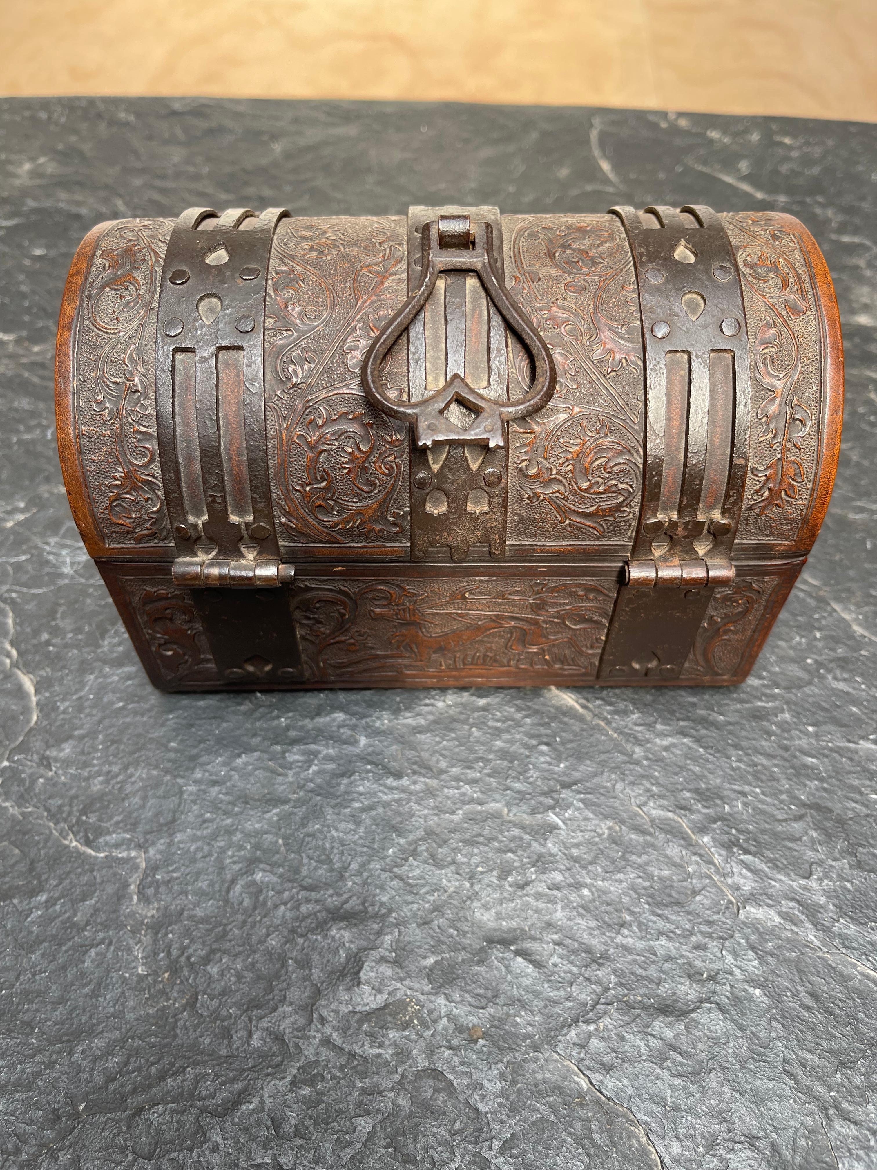 19th Century Stunning Renaissance Revival Nuptial Casket / Box, Great Patina, Lock and Key