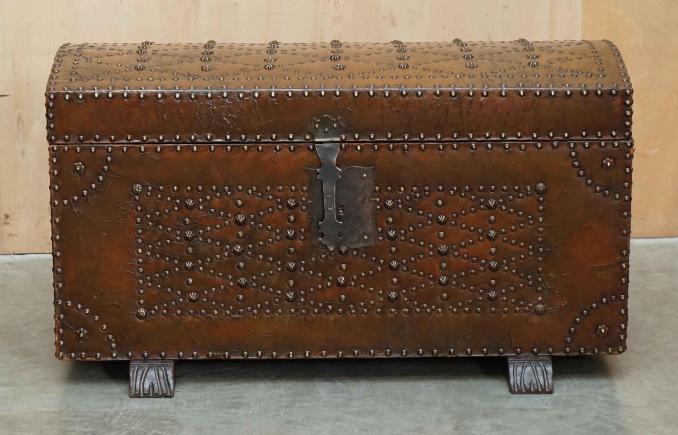 Royal House Antiques

Royal House Antiques is delighted to offer for sale this absolutely exquisite, fully restored, circa 1860-1880 hand dyed brown leather domed top steamer trunk with ornate stud work all over

Please note the delivery fee listed