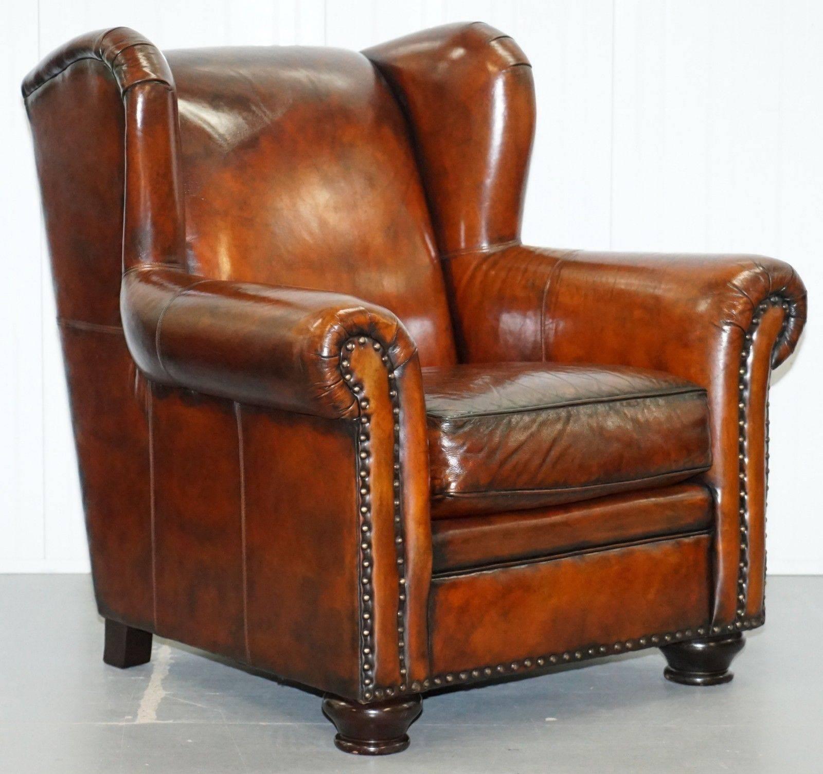We are delighted to offer for sale this lovely fully restored Bernhardt thick leather armchair and matching footstool RRP £5500

A lovely looking and well-made pair that have been fully restored to include having the leather lightly stripped back