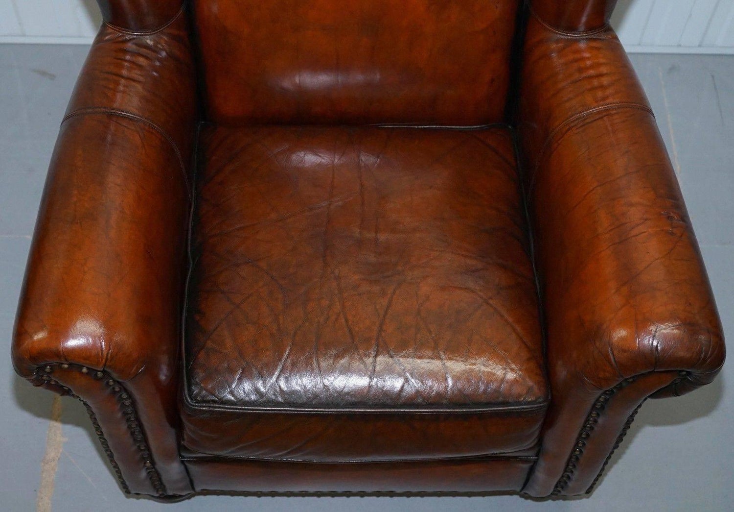 Stunning Restored Bernhardt Thick Brown Leather Armchair And