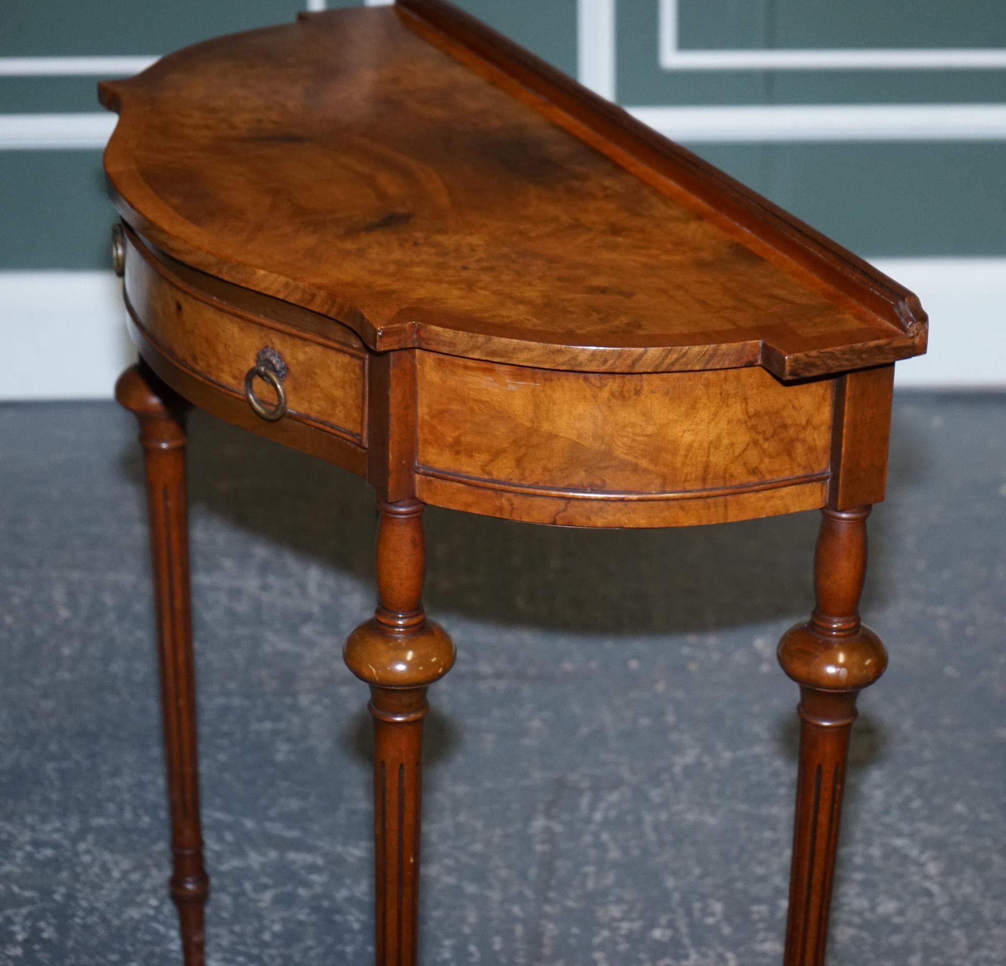 Stunning Restored Burr Walnut Demilune Table Hallway Table 5