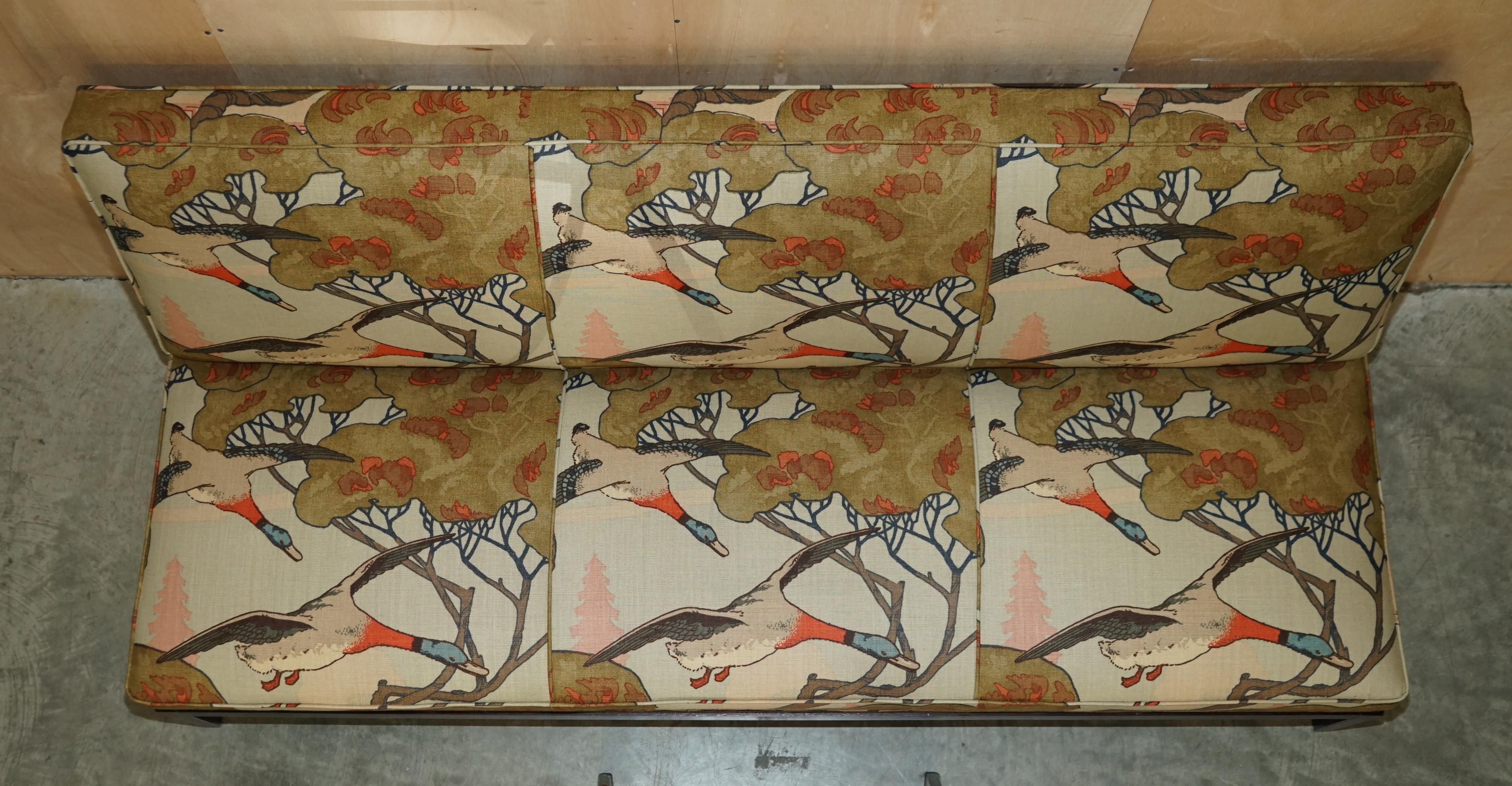 Stunning Restored George Smith Norris Three Seat Sofa in Mulberry Flying Ducks For Sale 7