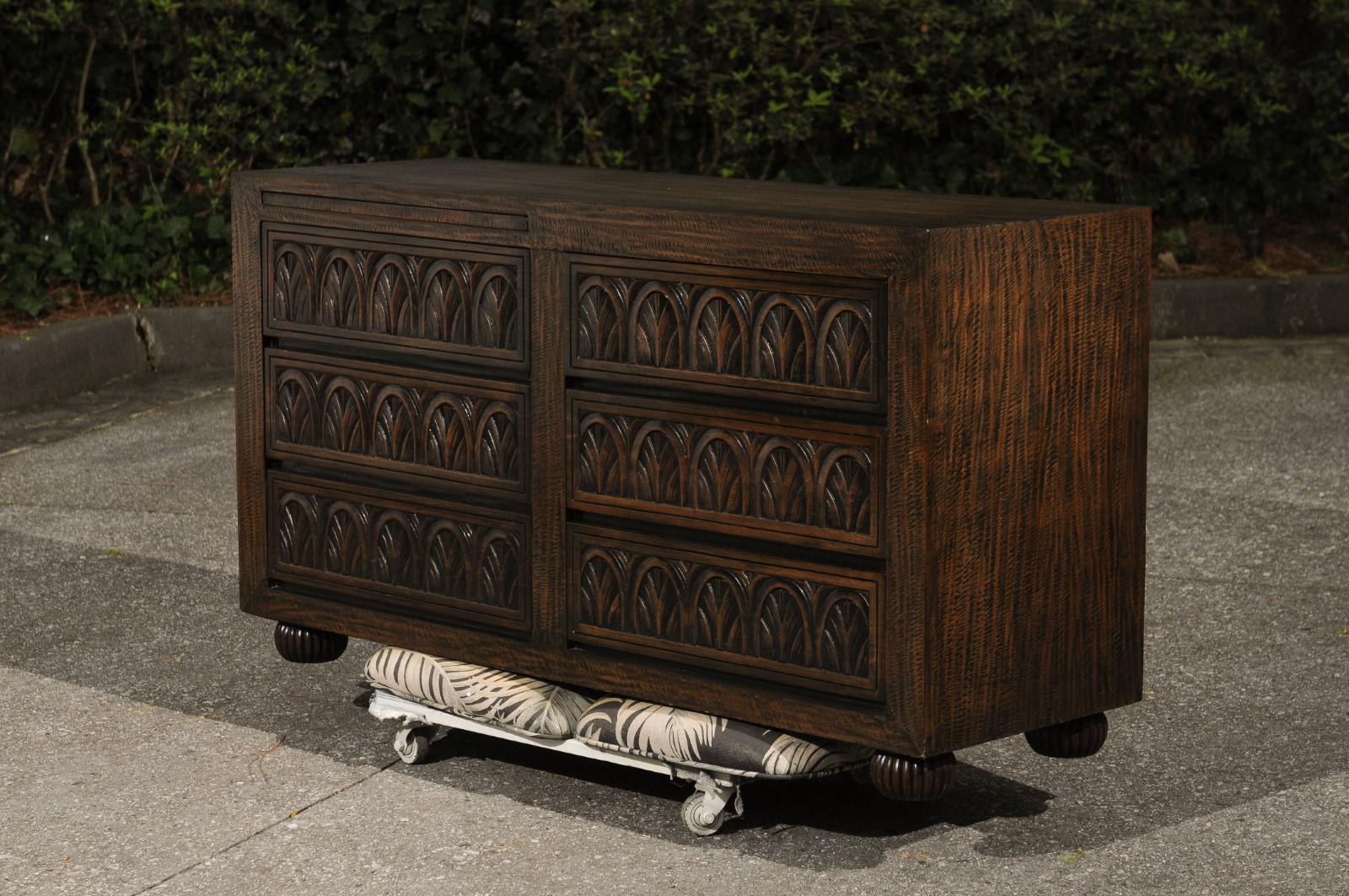 Stunning Restored Hand-Carved Mahogany Commode by Michael Taylor 12