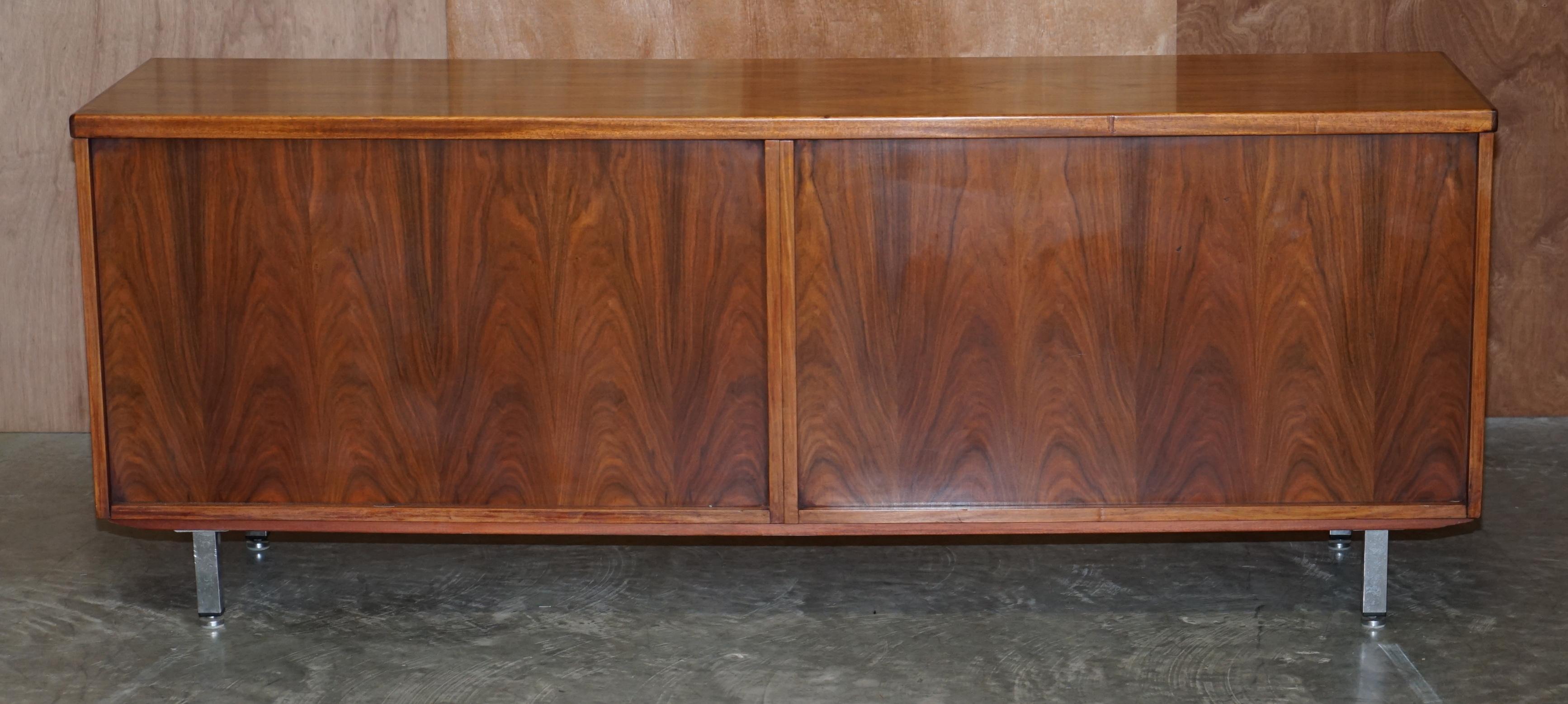 Stunning Restored Mid Century Modern Period Hardwood Sideboard with Chrome Legs For Sale 5