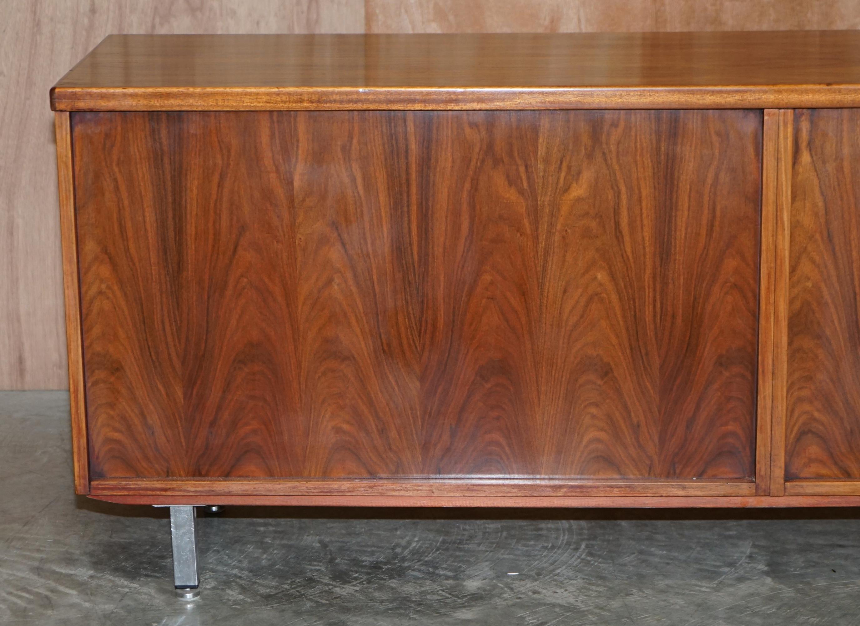 Stunning Restored Mid Century Modern Period Hardwood Sideboard with Chrome Legs For Sale 6