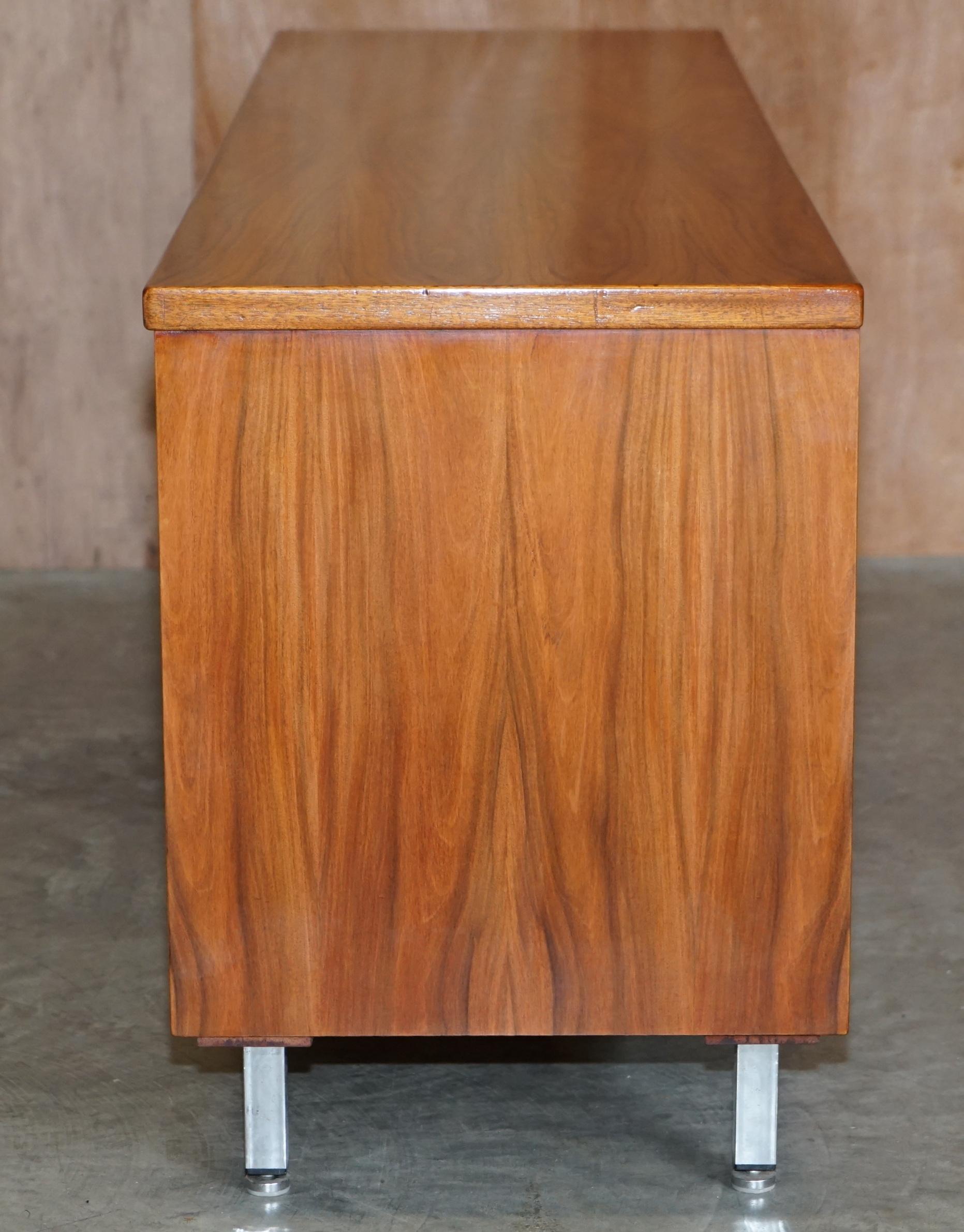 Stunning Restored Mid Century Modern Period Hardwood Sideboard with Chrome Legs For Sale 7