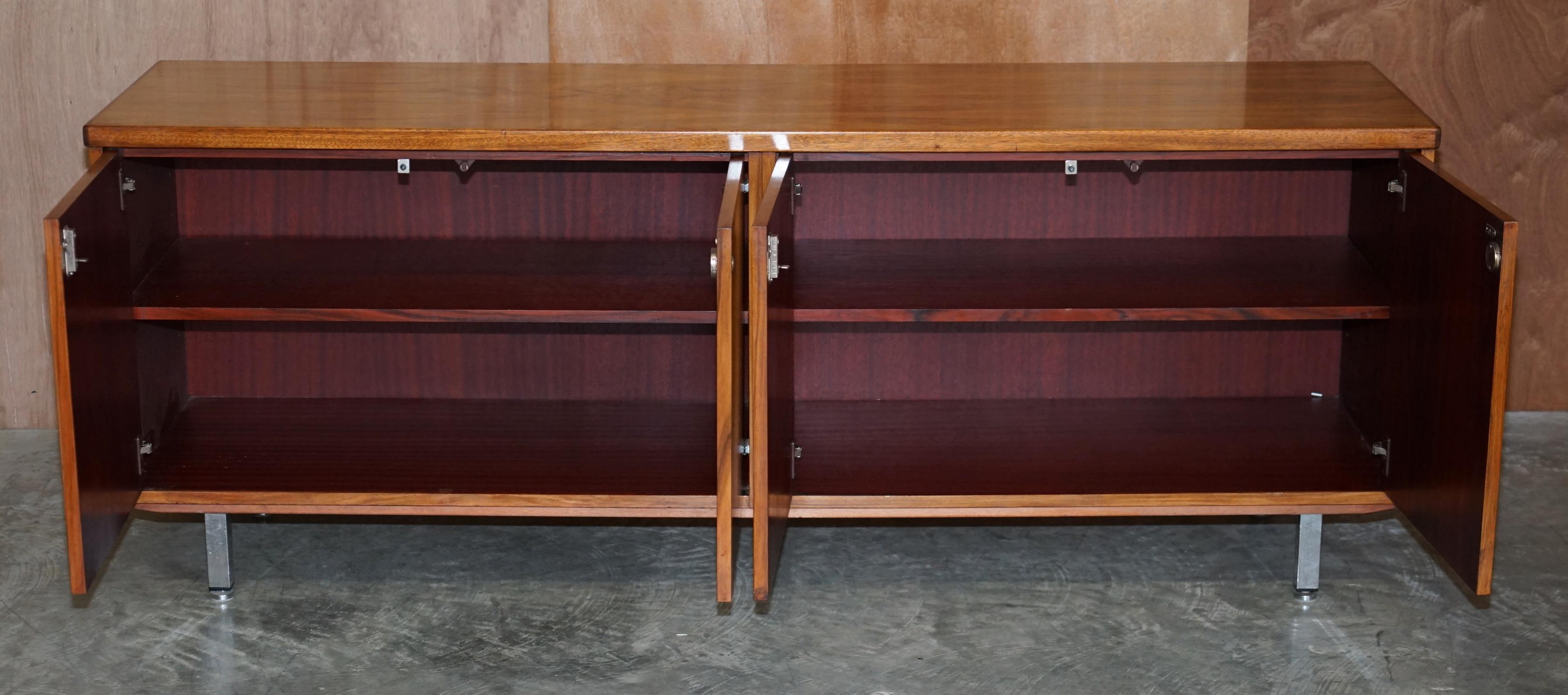Stunning Restored Mid Century Modern Period Hardwood Sideboard with Chrome Legs For Sale 8