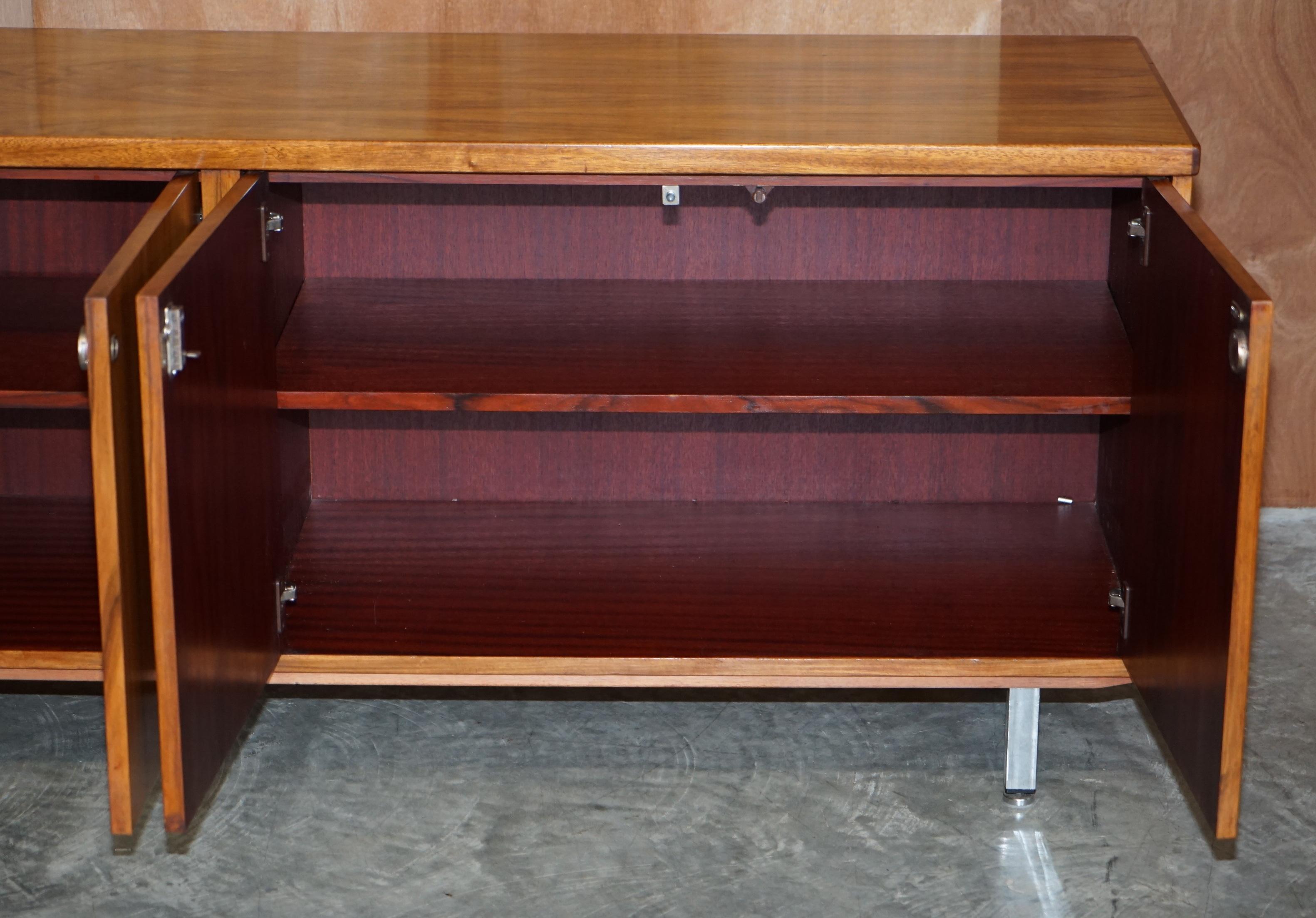Stunning Restored Mid Century Modern Period Hardwood Sideboard with Chrome Legs For Sale 10
