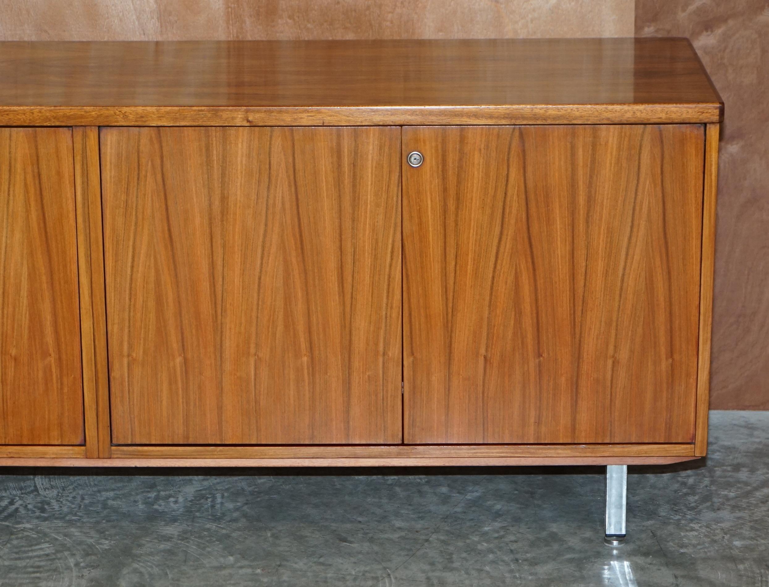 Mid-Century Modern Stunning Restored Mid Century Modern Period Hardwood Sideboard with Chrome Legs For Sale