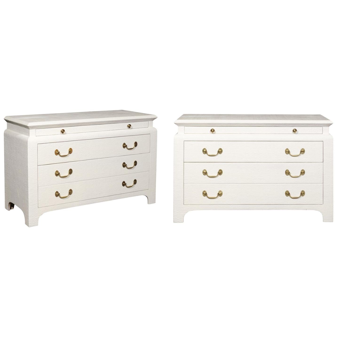 Stunning Restored Three-Drawer Raffia Commode by Harrison Van Horn, circa 1985