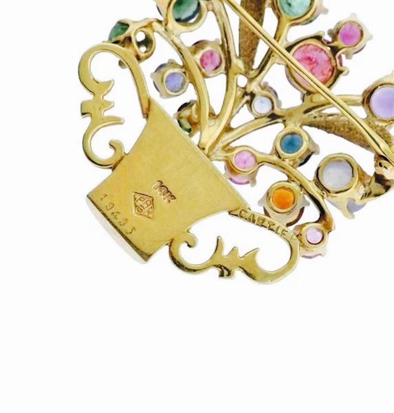 Broche Vintage Panier Décorée Avec Pierres Gemmes – Bijou Fantaisie Ancien