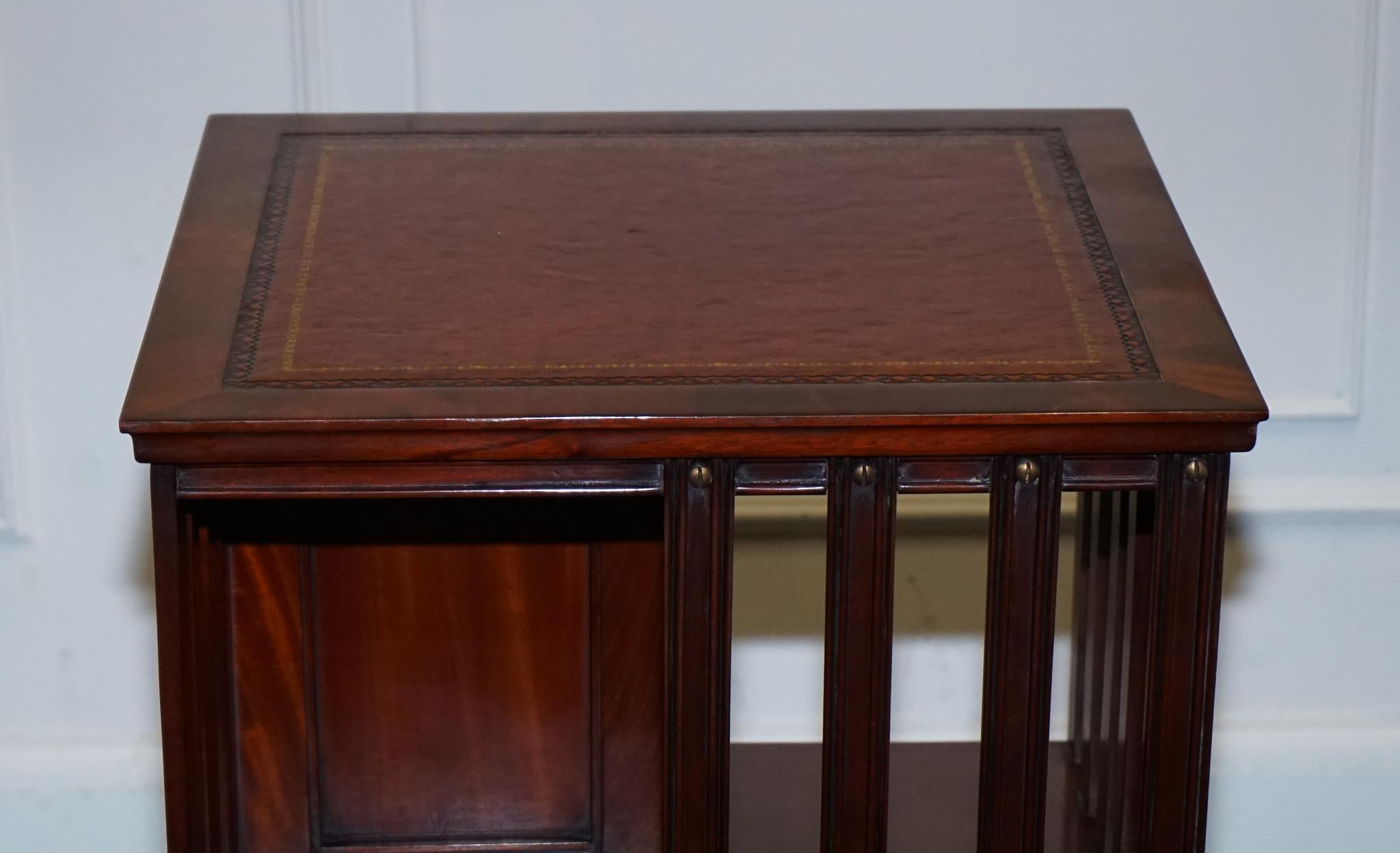 STUPENDO TAVOLO DA LIBRERIA RIVIVALE INLAID con piano in pelle marrone invecchiata in vendita 4