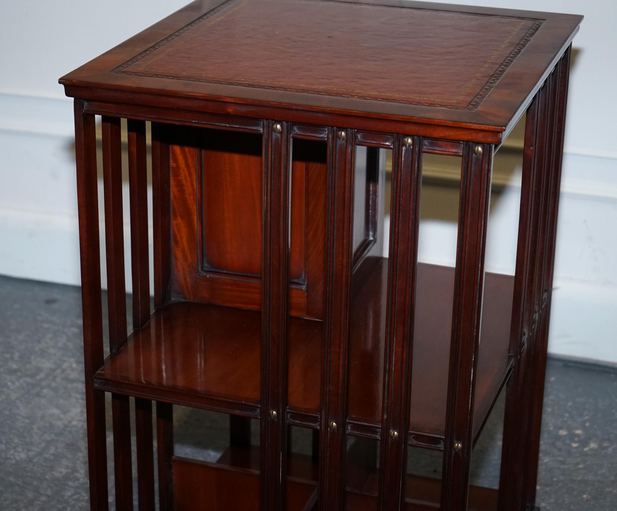 STUPENDO TAVOLO DA LIBRERIA RIVIVALE INLAID con piano in pelle marrone invecchiata in vendita 5