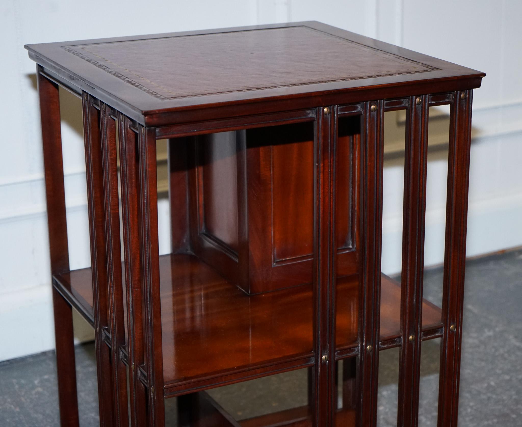 STUPENDO TAVOLO DA LIBRERIA RIVIVALE INLAID con piano in pelle marrone invecchiata in vendita 6