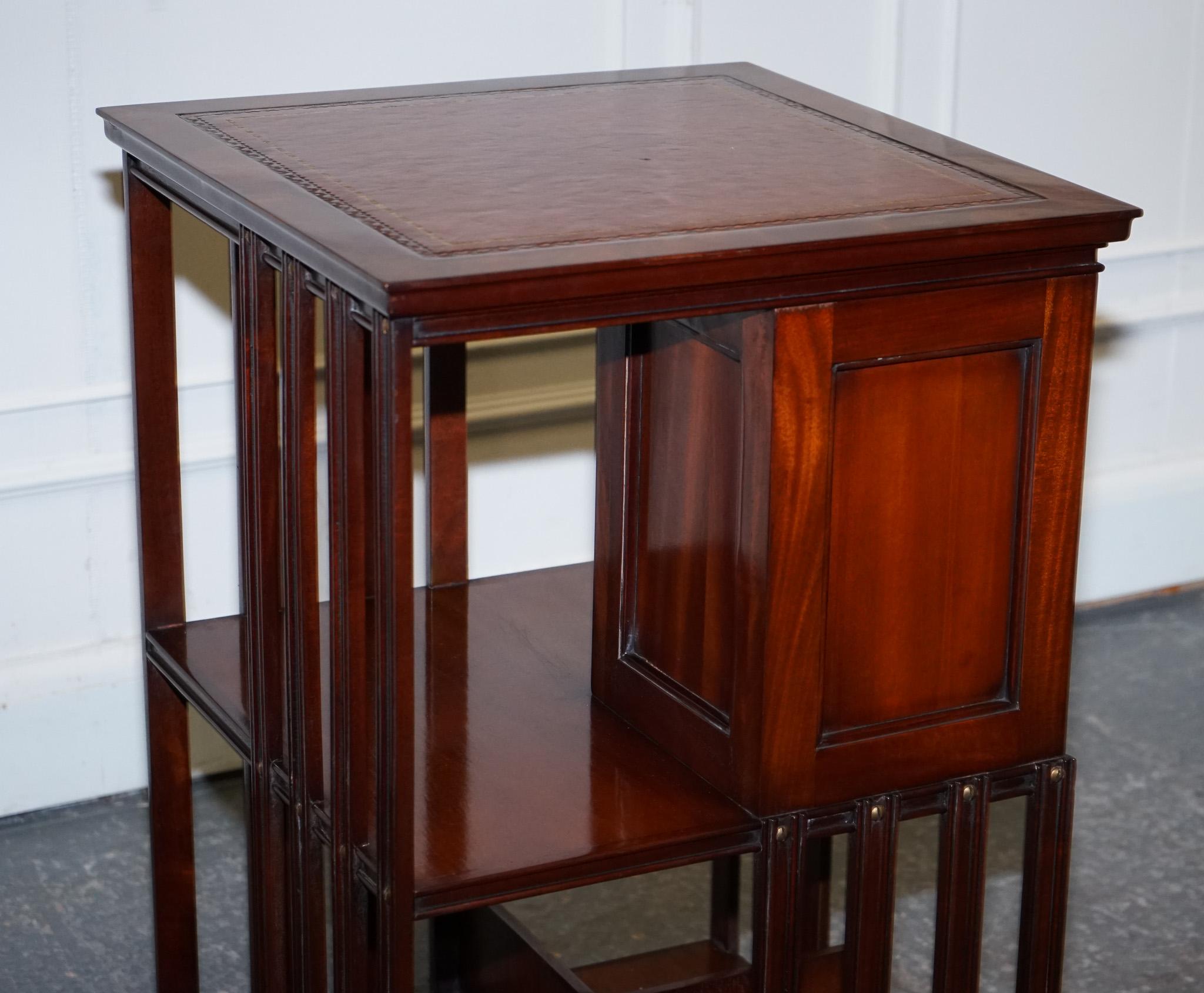 STUPENDO TAVOLO DA LIBRERIA RIVIVALE INLAID con piano in pelle marrone invecchiata in vendita 8
