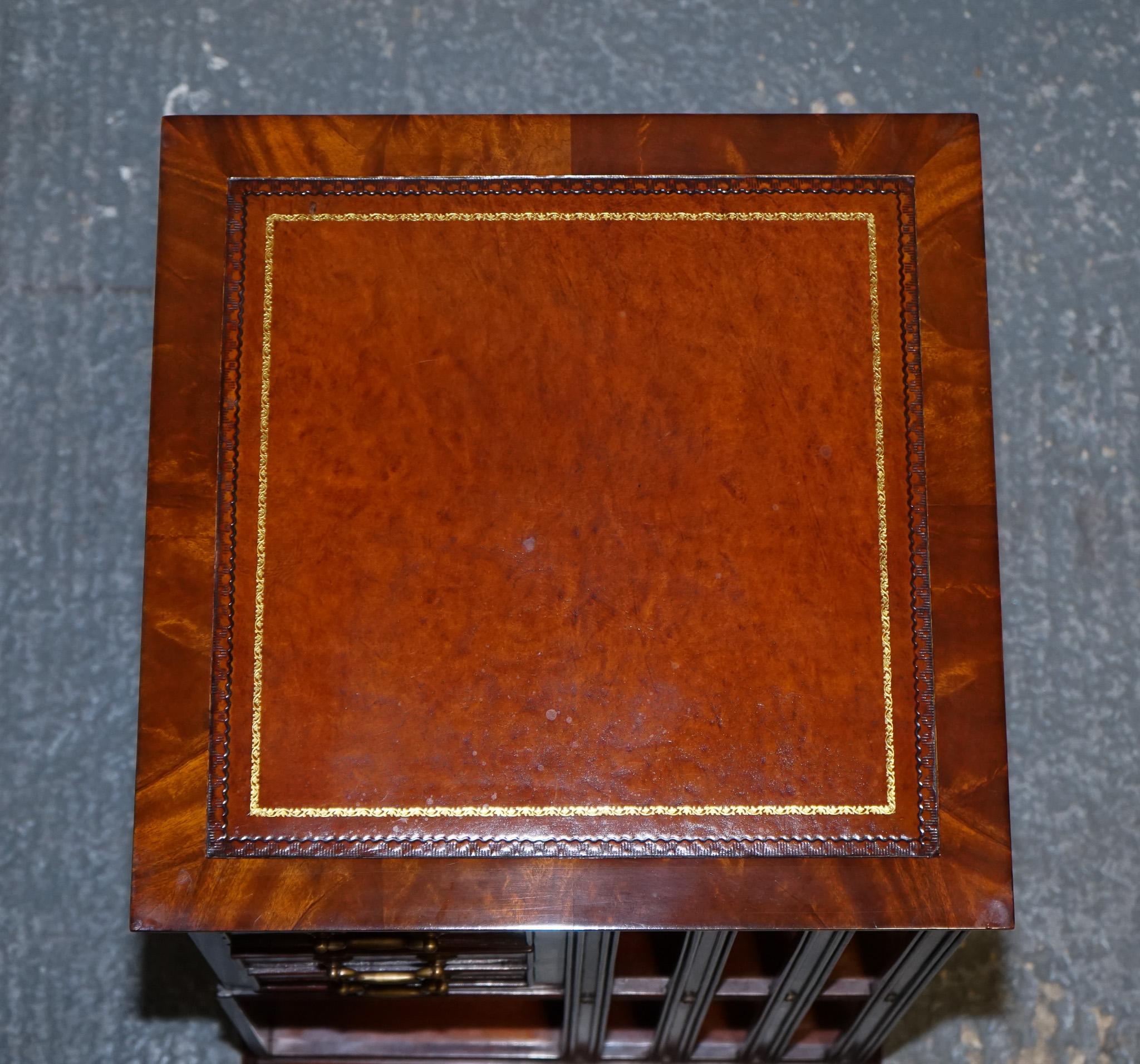 STUPENDO TAVOLO DA LIBRERIA RIVIVALE INLAID con piano in pelle marrone invecchiata in vendita 10