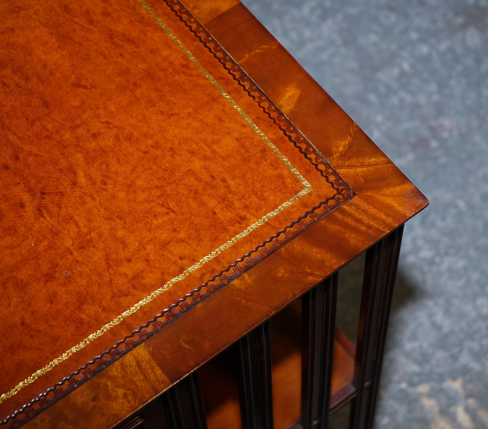 STUPENDO TAVOLO DA LIBRERIA RIVIVALE INLAID con piano in pelle marrone invecchiata in vendita 13