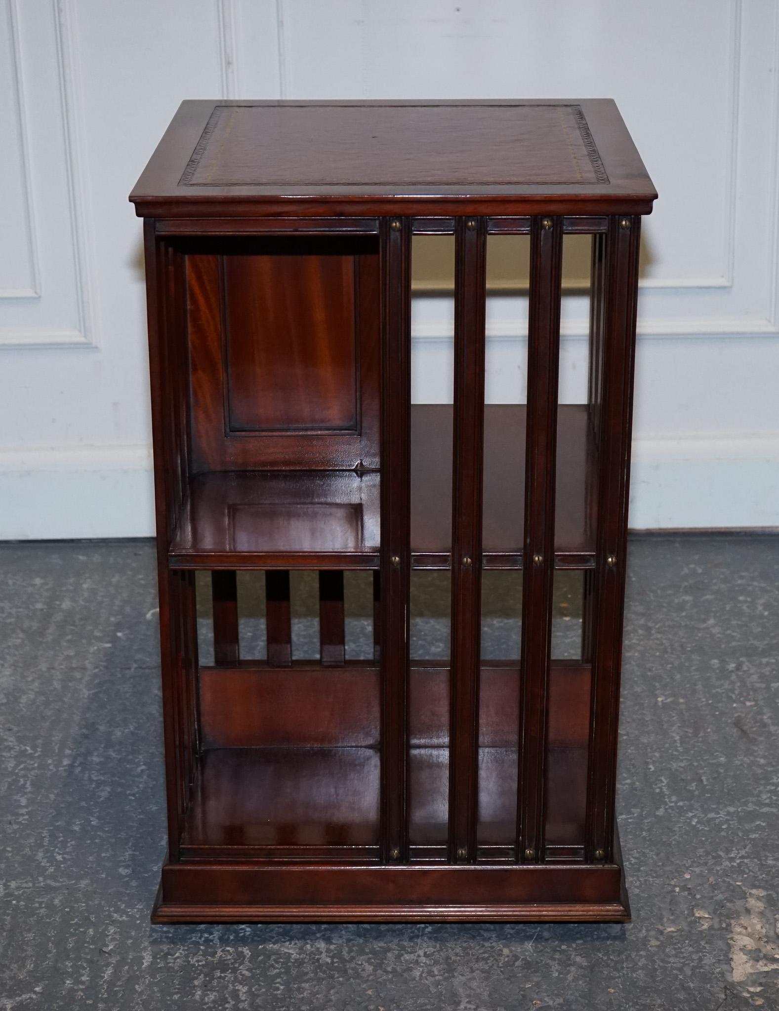STUPENDO TAVOLO DA LIBRERIA RIVIVALE INLAID con piano in pelle marrone invecchiata In condizioni buone in vendita a Pulborough, GB