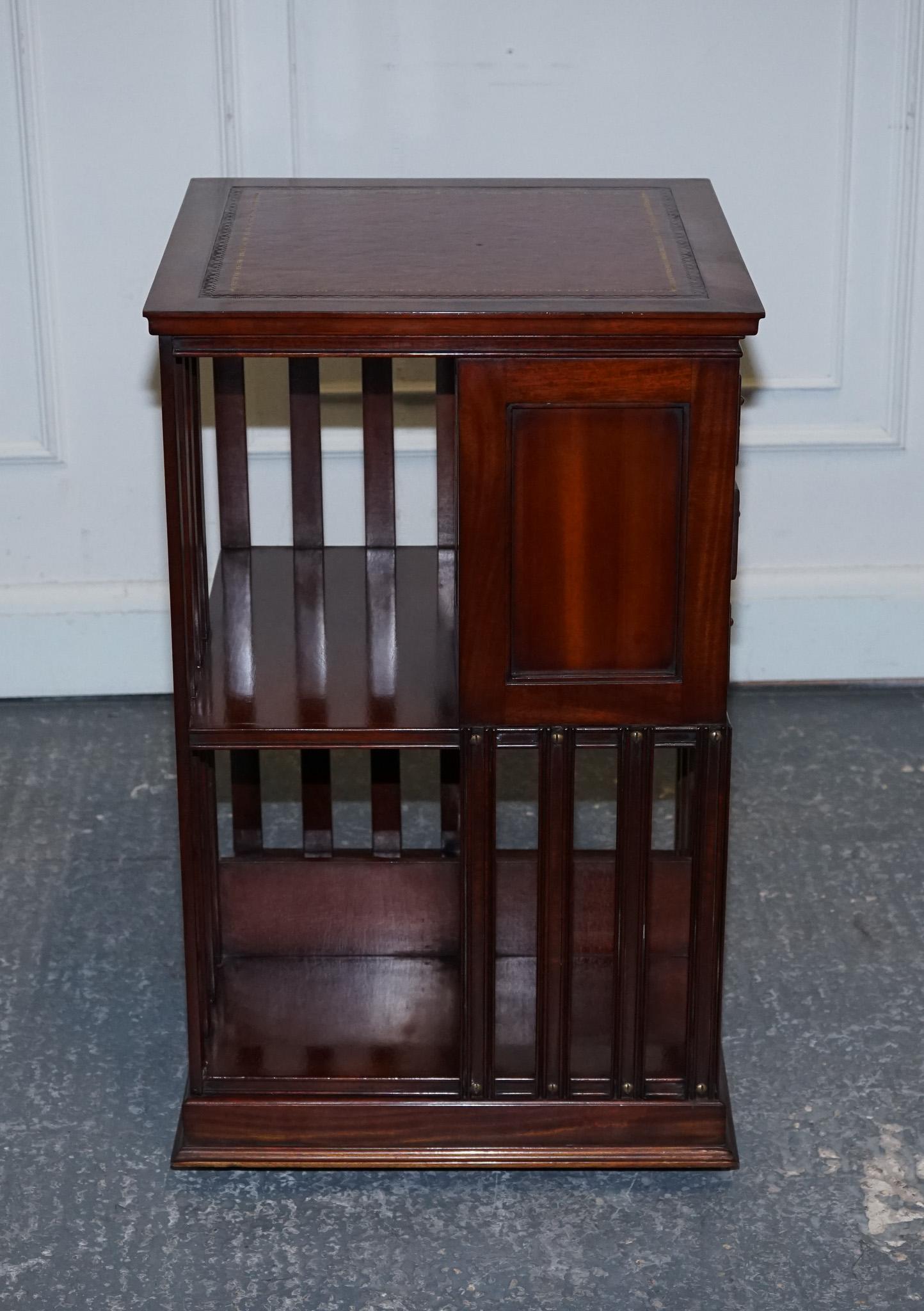 STUPENDO TAVOLO DA LIBRERIA RIVIVALE INLAID con piano in pelle marrone invecchiata in vendita 2