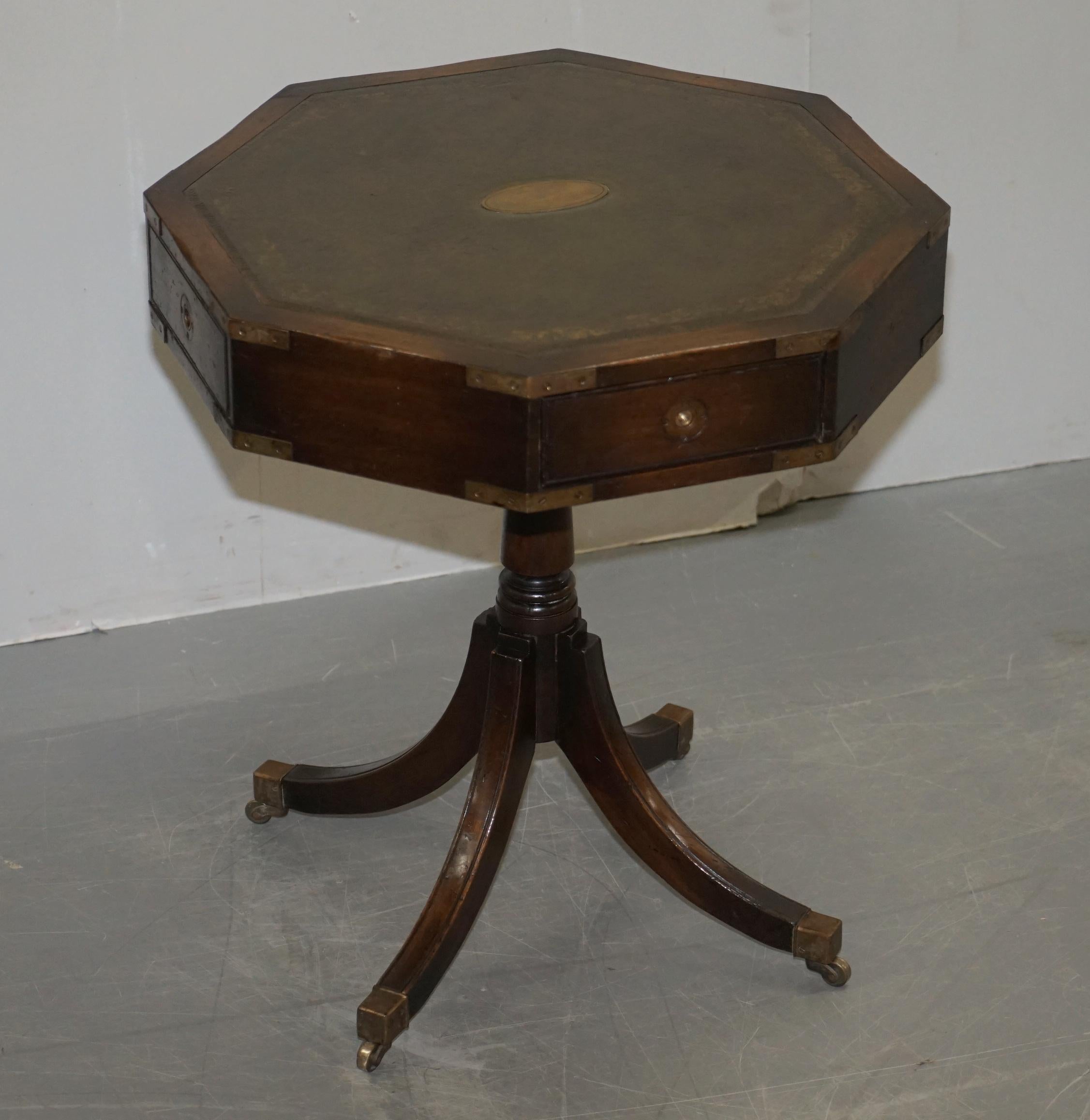 Hand-Crafted Stunning Revolving Military Campaign Regency Style Drum Side End Lamp Wine Table For Sale
