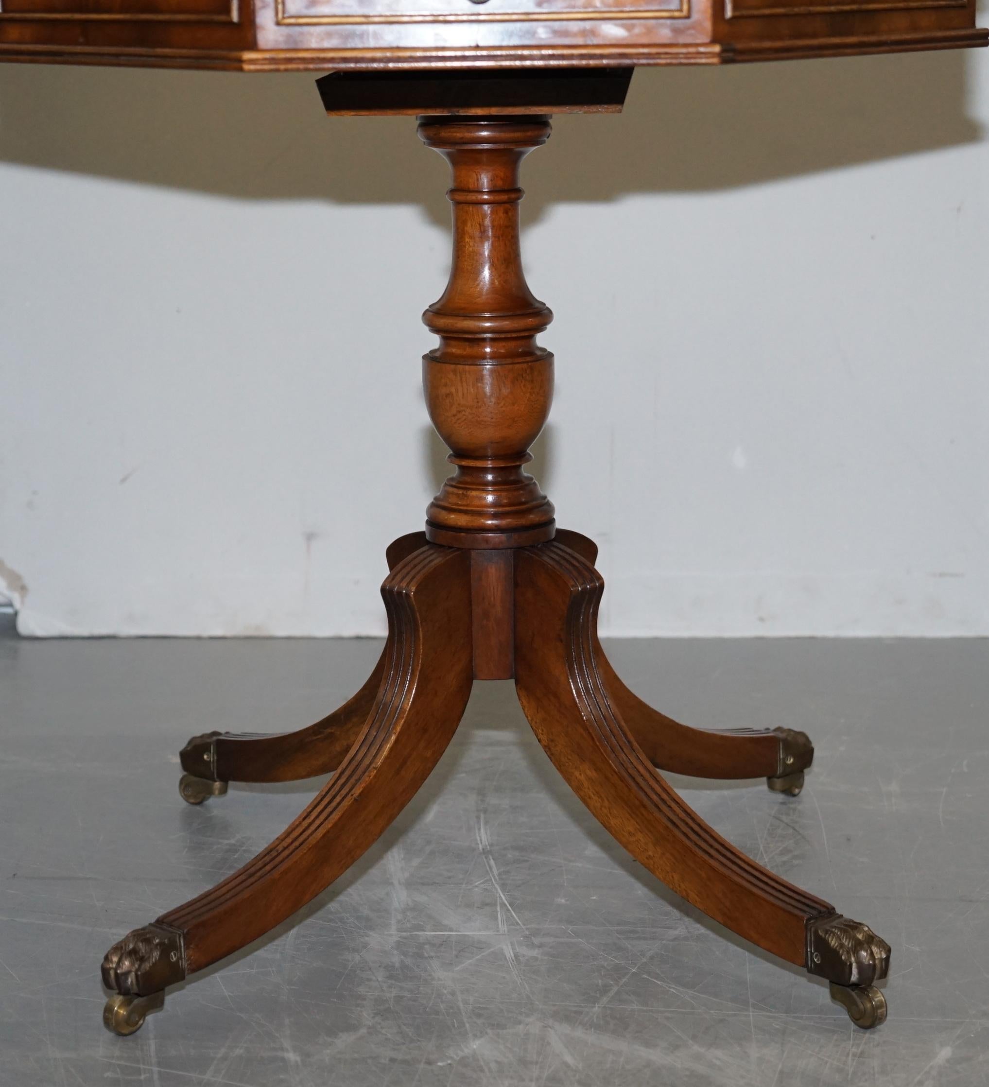 Stunning Revolving Vintage English Regency Style Drum Side End Lamp Wine Table For Sale 2