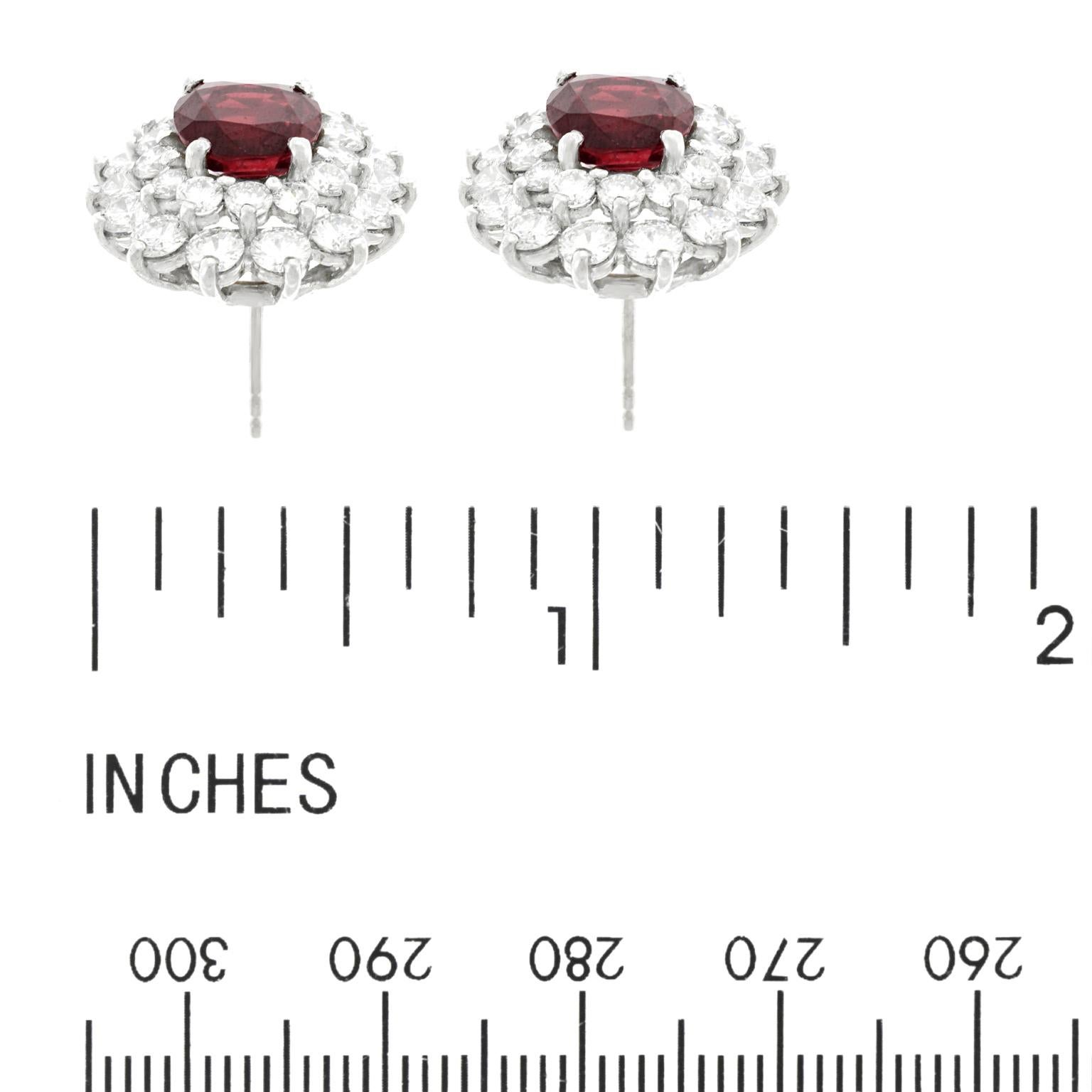 Stunning Rhodolite Garnet and Diamond Set Platinum Earrings 2