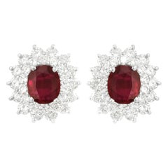 Stunning Rhodolite Garnet and Diamond set Platinum Earrings