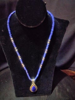 Stunning Richard Begay 19" Lapis Lazuli and Sterling Silver Neckla