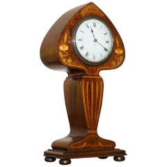 Stunning Richard & Co Art Nouveau Mahogany Inlaid Mantle Clock Ace of Spades