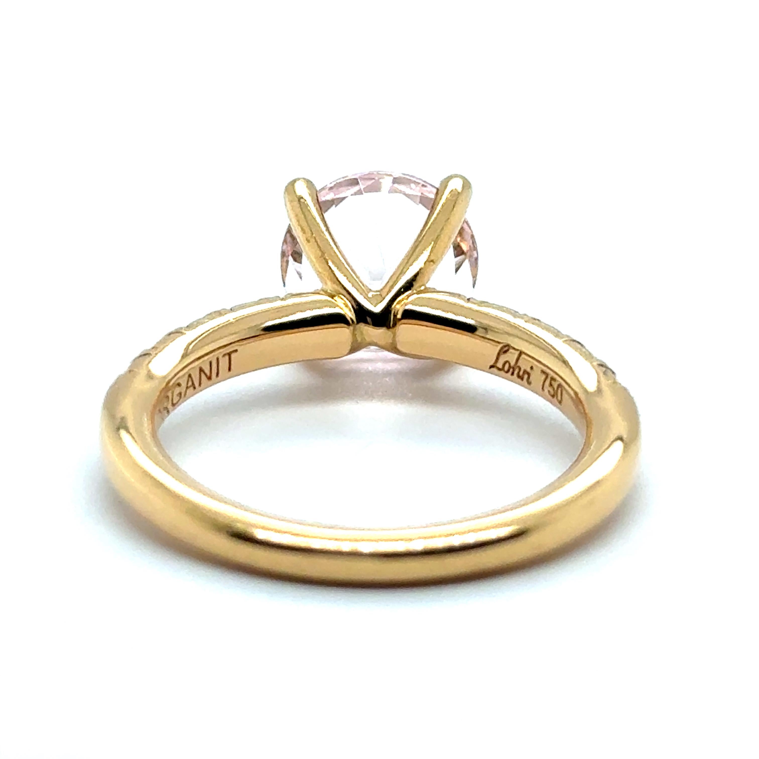 da uomo o donna Stupendo anello con morganite e diamanti in oro rosso 18 carati di Lohri in vendita