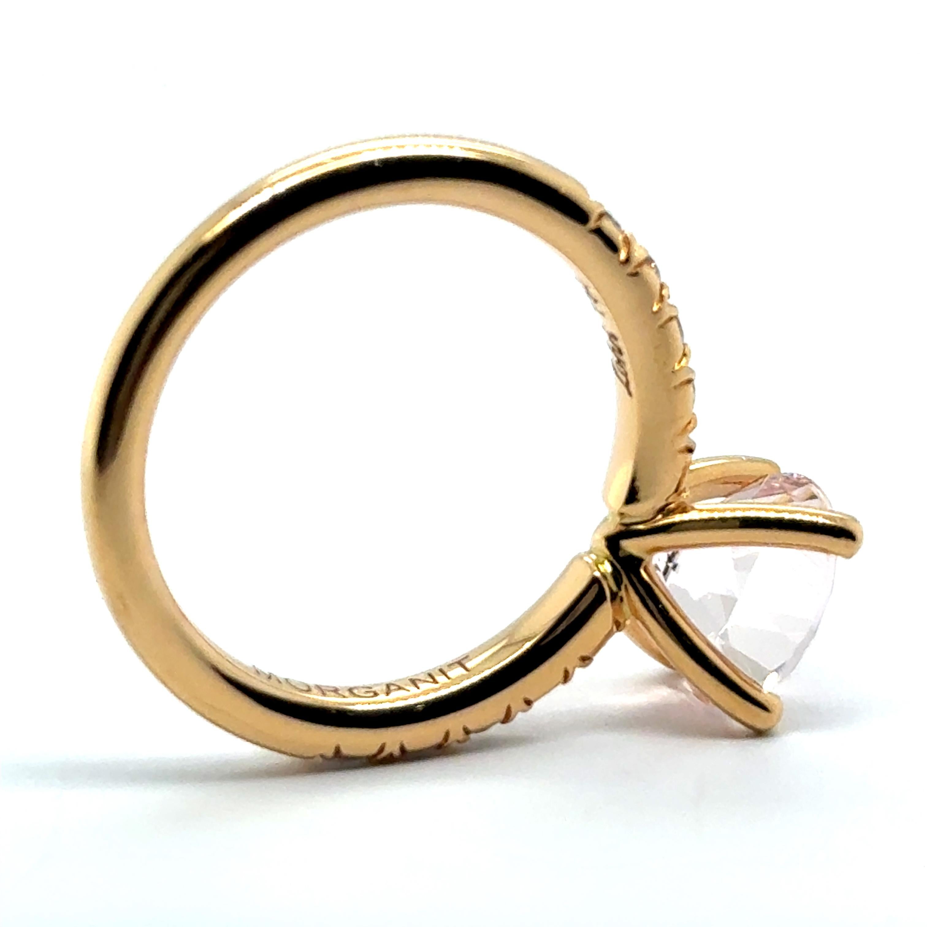Stupendo anello con morganite e diamanti in oro rosso 18 carati di Lohri in vendita 3