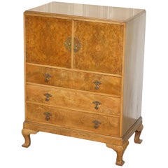 Stunning Robson & Sons circa 1910 Burr Walnut Drinks Cabinet Chest of Drawers