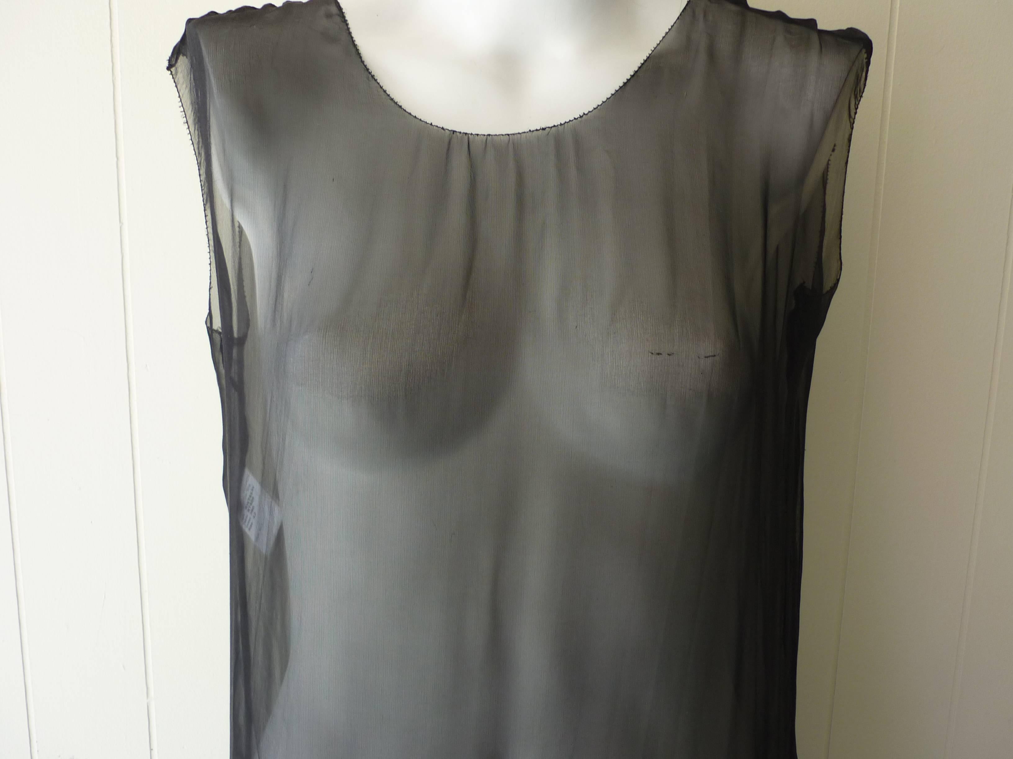 Stunning Rochas Sheer Black Silk Dress (42 itl) As New In Excellent Condition In Port Hope, ON