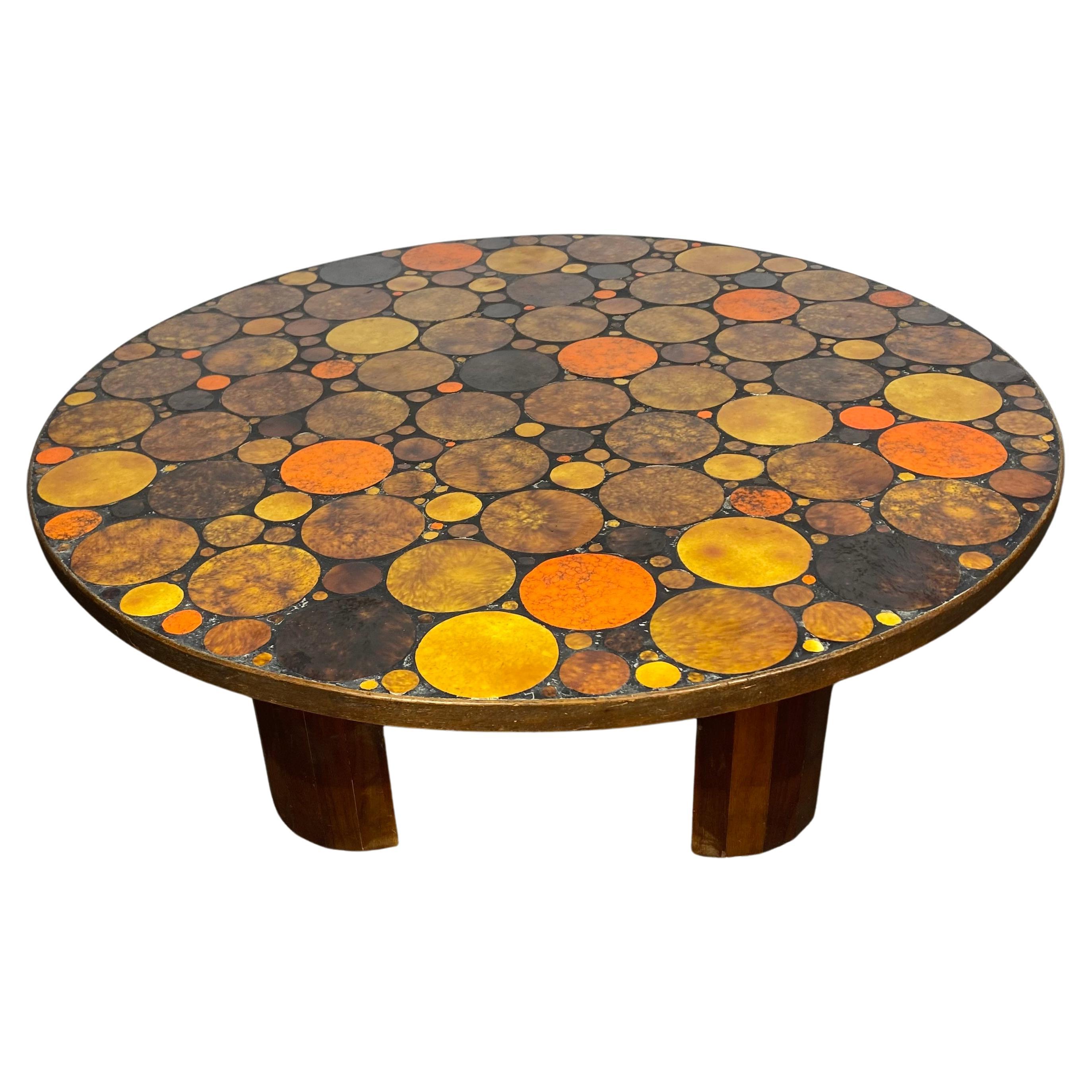 Stunning Roger Capron CERAMIC Tile Top Cocktail / Coffee Table  For Sale