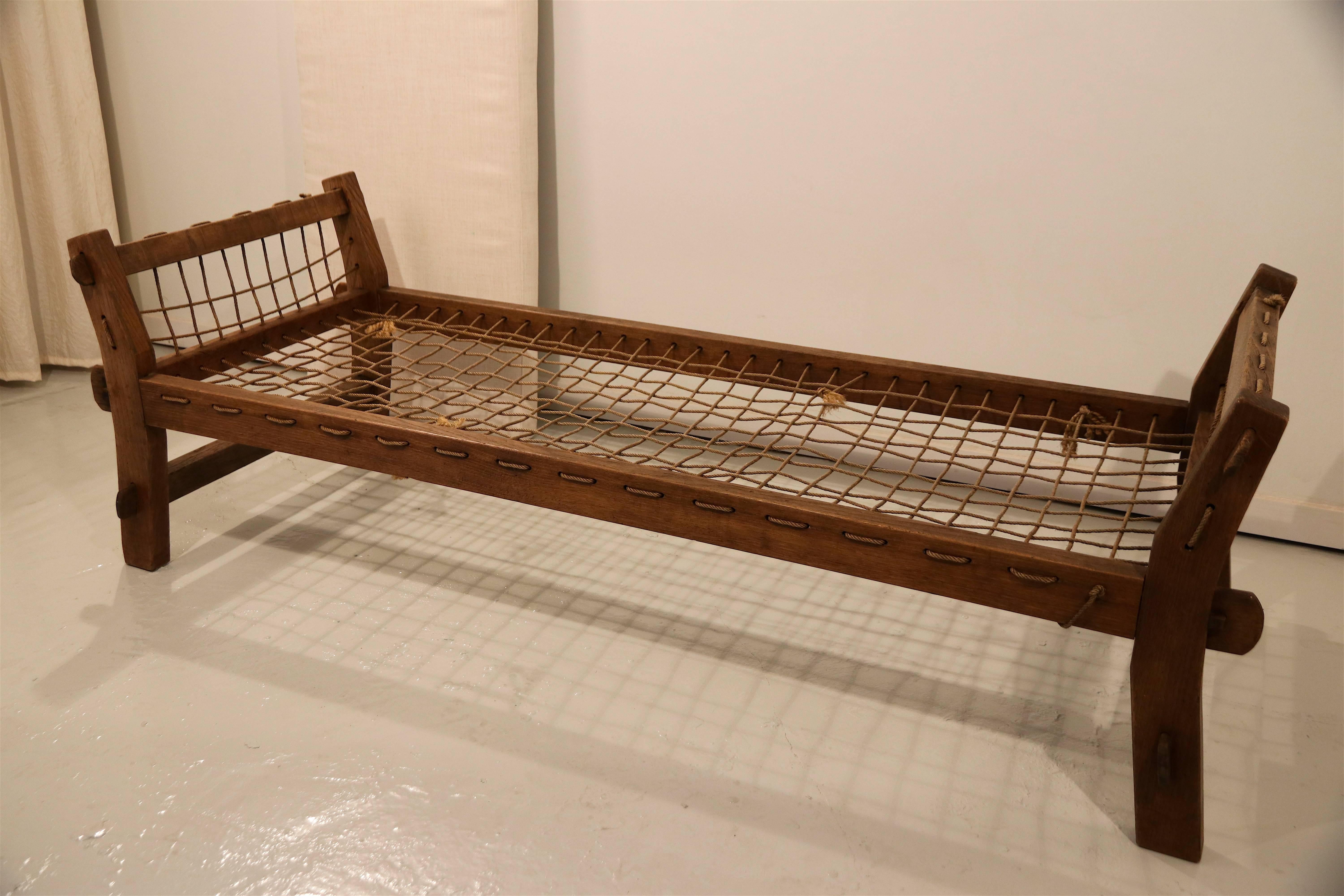 Mid-Century Modern Stunning Rope Daybed in the Style of Jeanneret, Prouvé, Perriand for Chandigarh