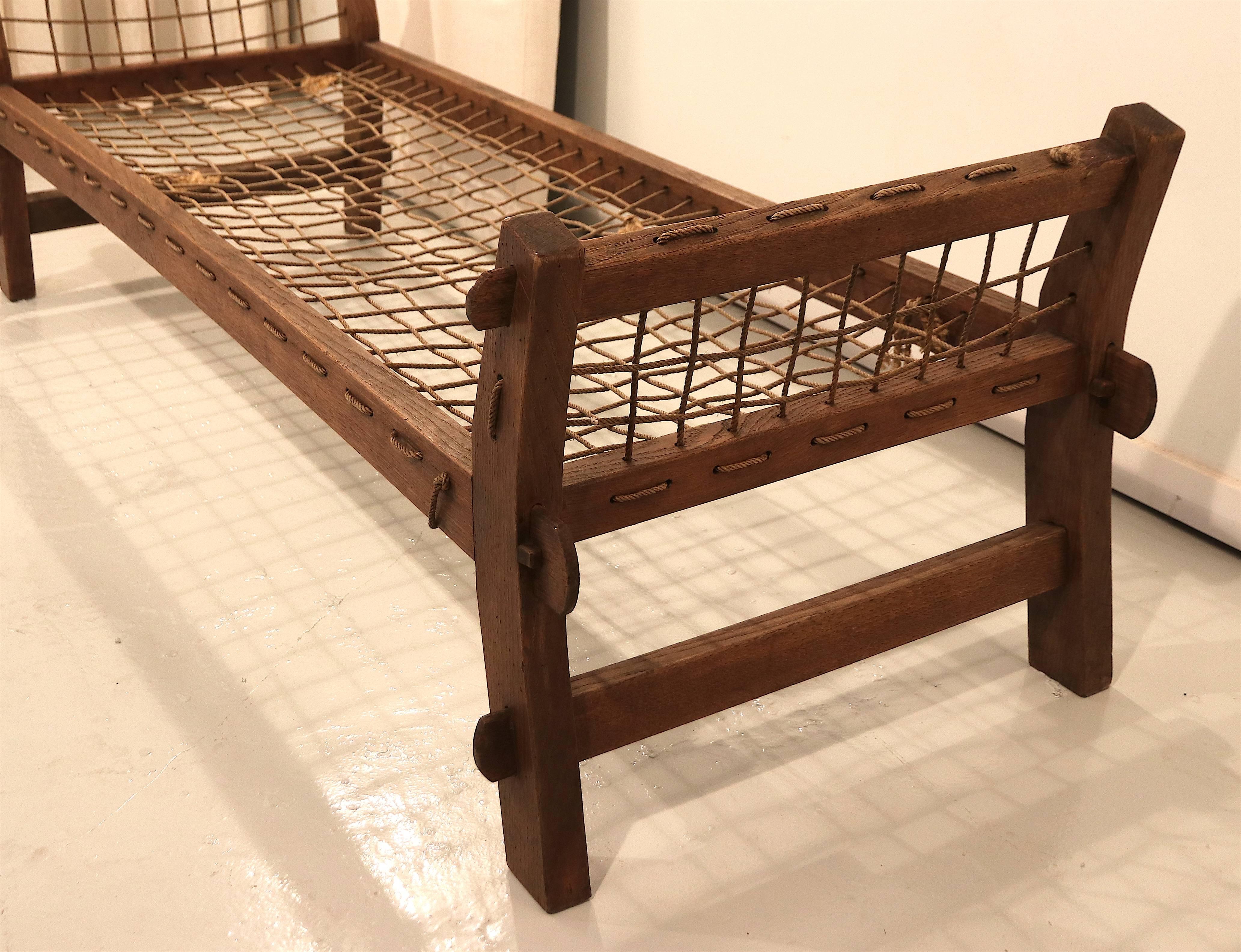 French Stunning Rope Daybed in the Style of Jeanneret, Prouvé, Perriand for Chandigarh