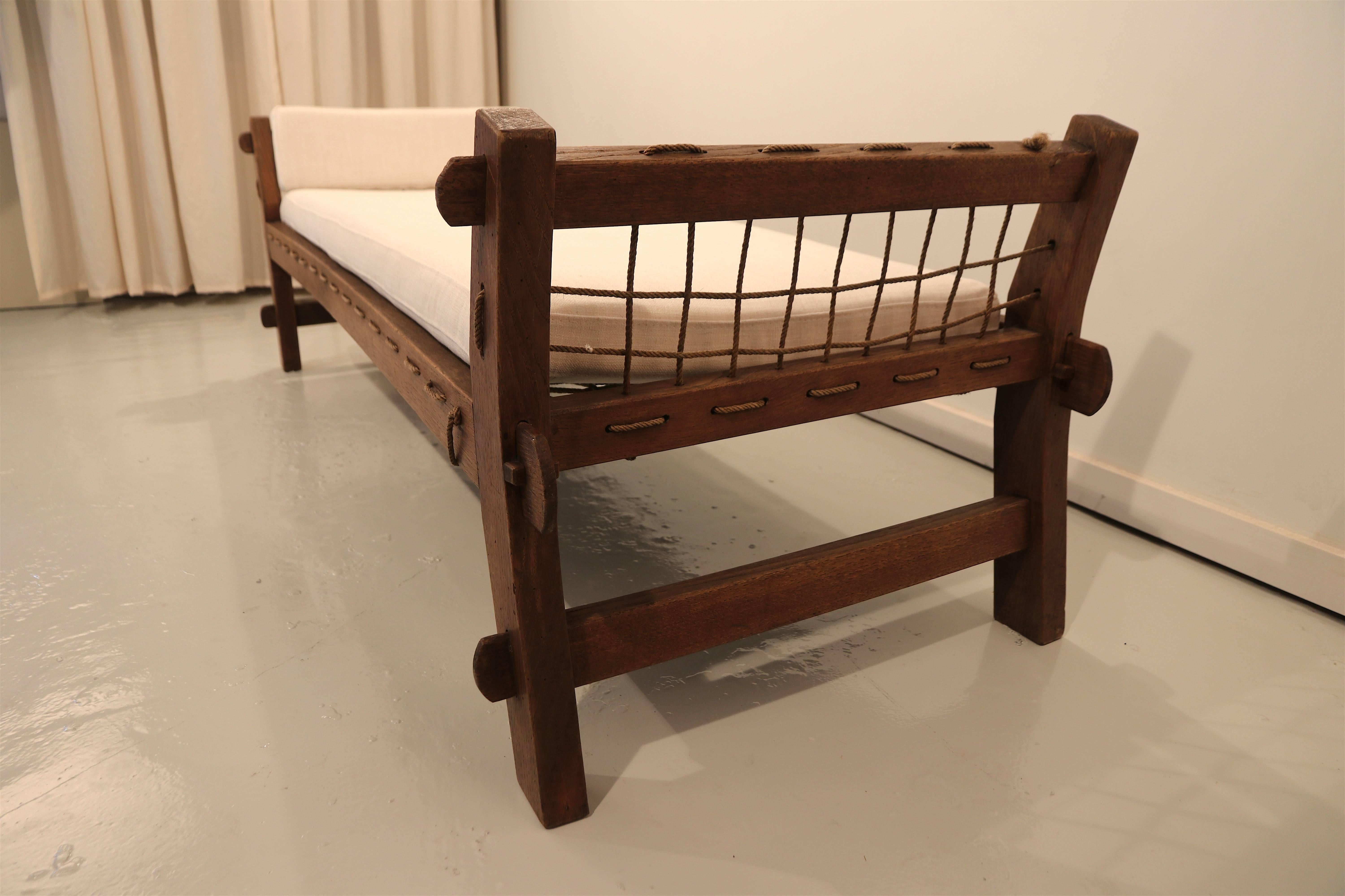 Mid-20th Century Stunning Rope Daybed in the Style of Jeanneret, Prouvé, Perriand for Chandigarh