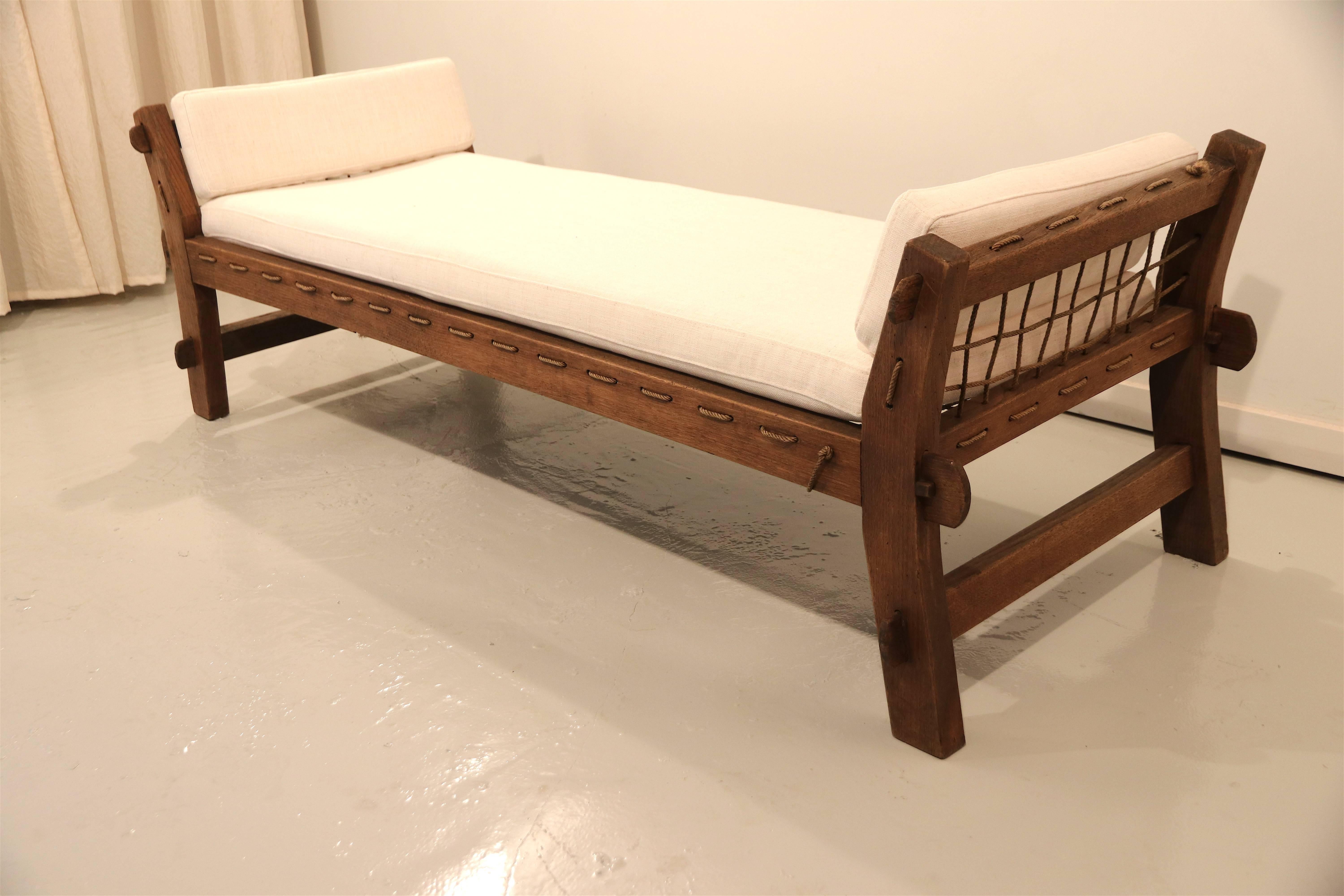 Stunning Rope Daybed in the Style of Jeanneret, Prouvé, Perriand for Chandigarh 1