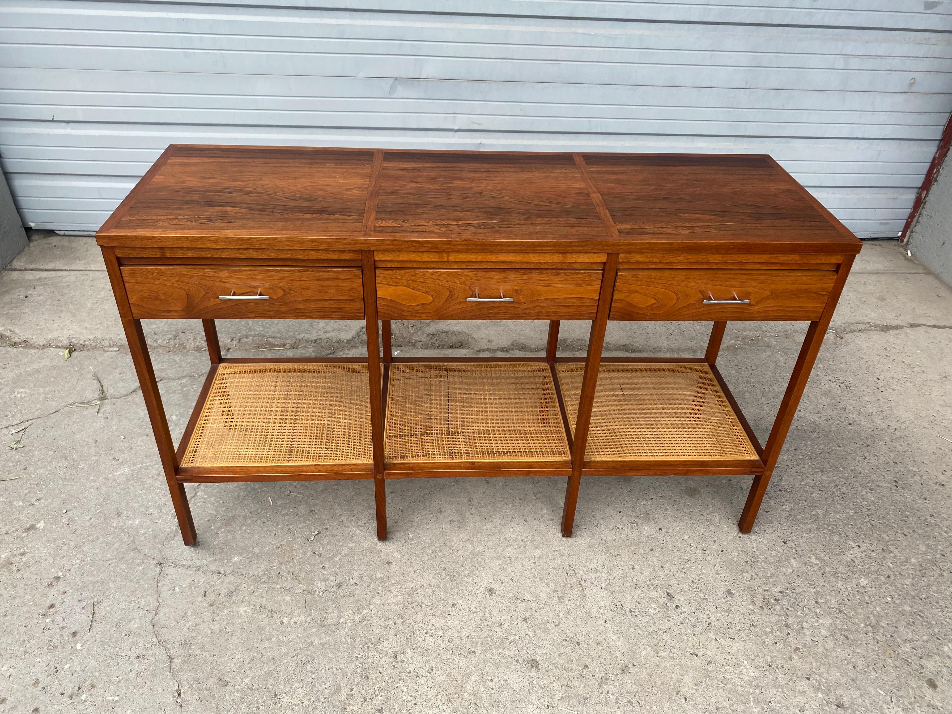 Mid-Century Modern Stunning Rosewood and Cane Console Table, Paul McCobb for Lane / Delineator