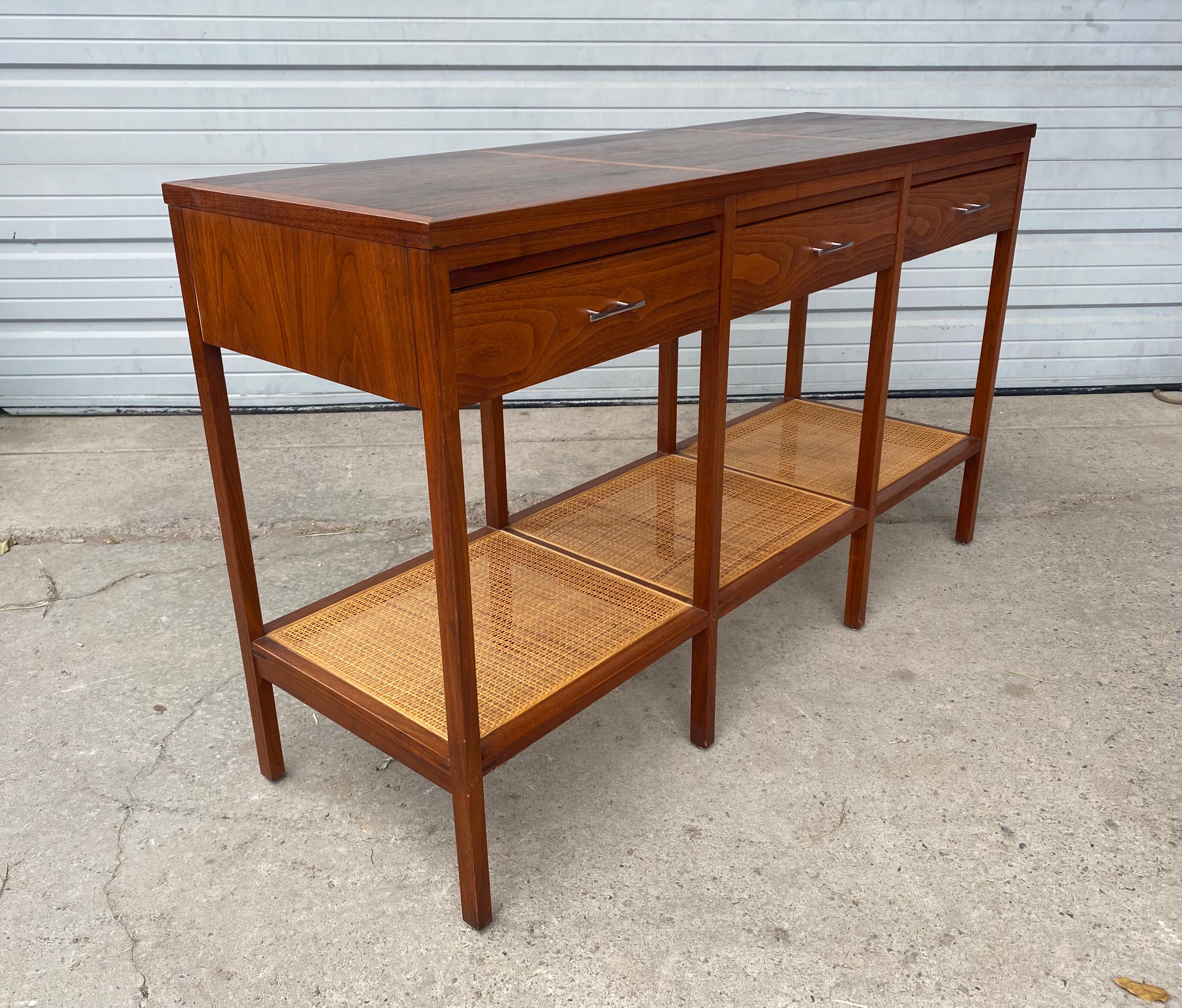 Stunning Rosewood and Cane Console Table, Paul McCobb for Lane / Delineator 1