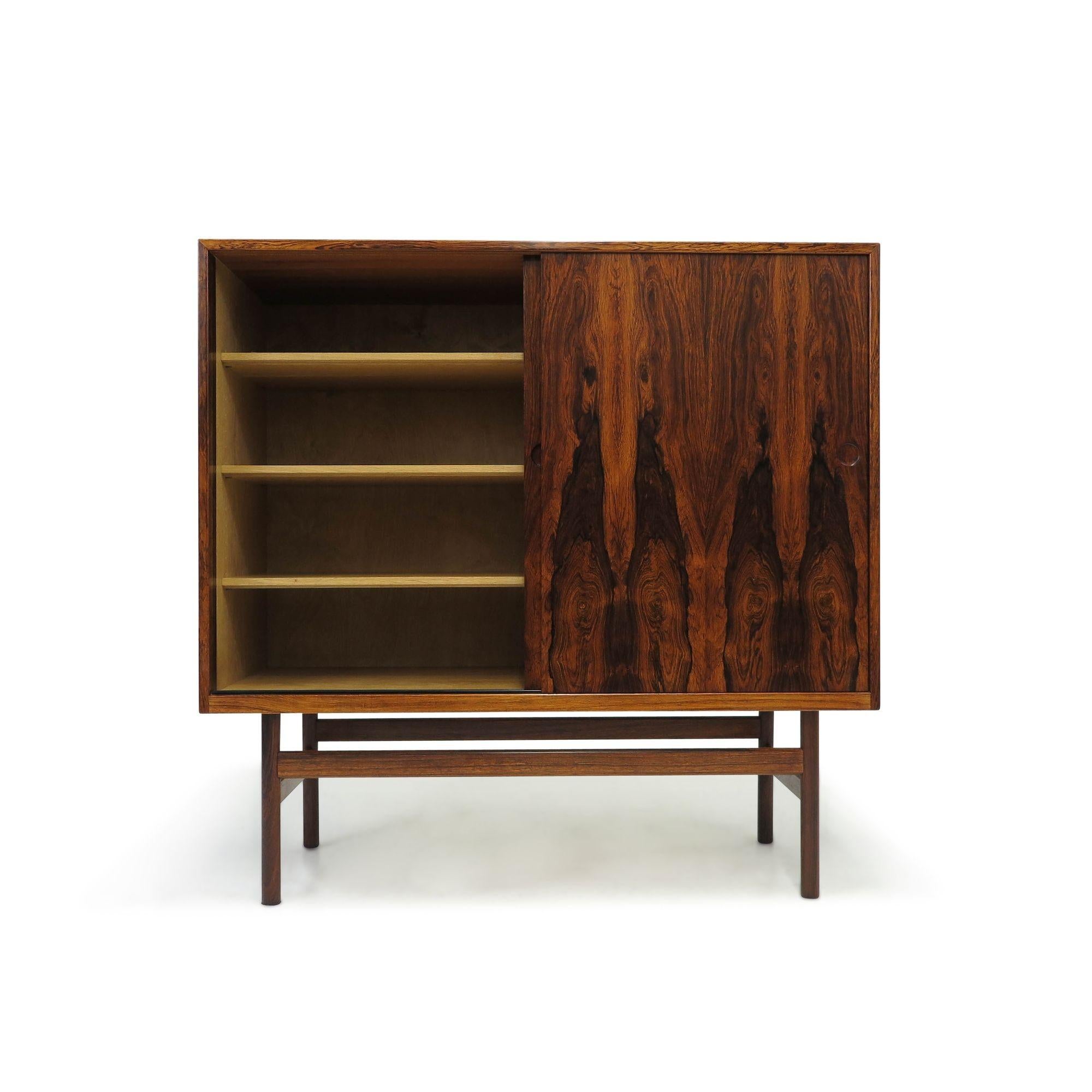 Scandinavian Modern Stunning Rosewood Cabinet with Book-matched Grain For Sale