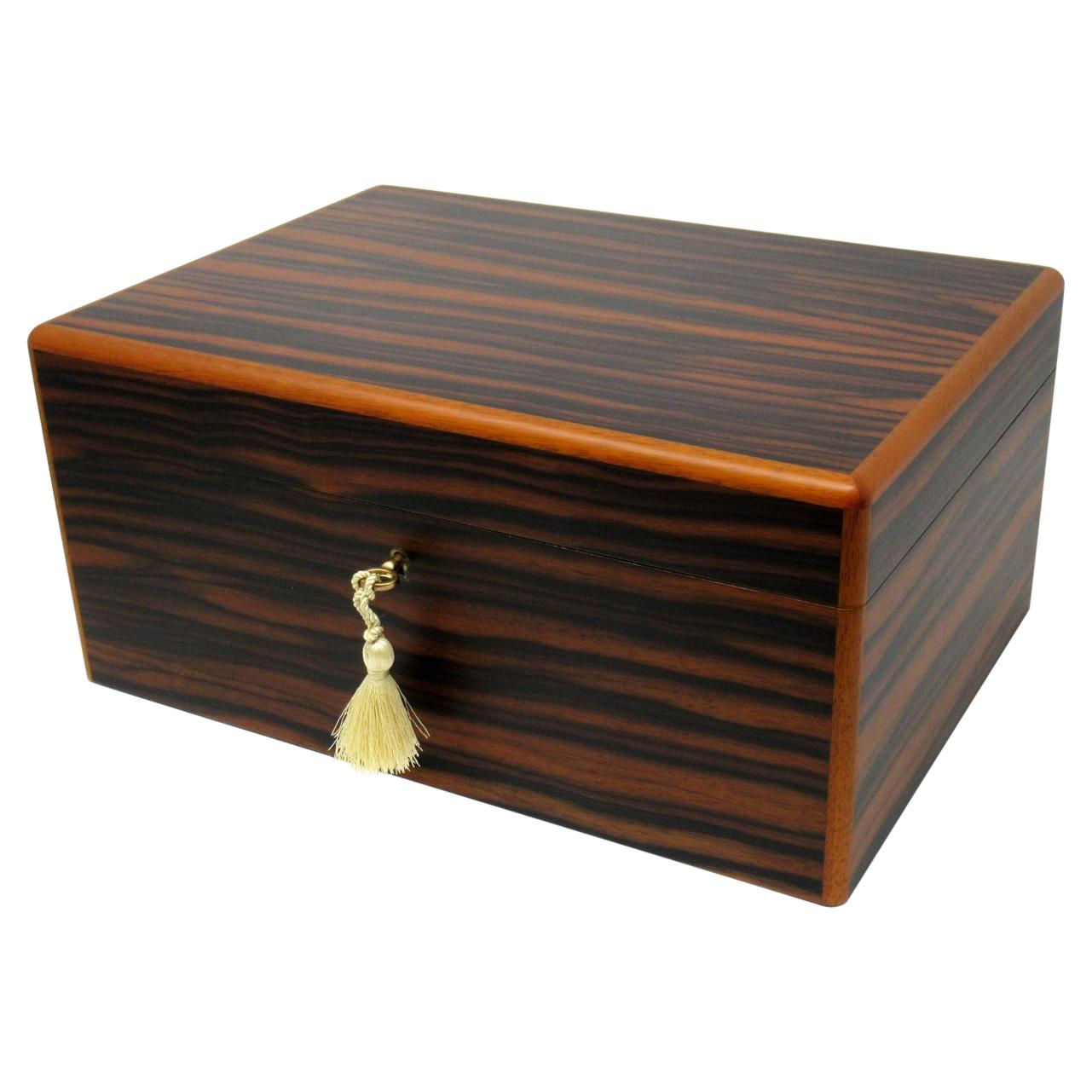 Stunning Mahogany Lady's Gentlemans Jewellery Box Casket Manning Ireland Irish