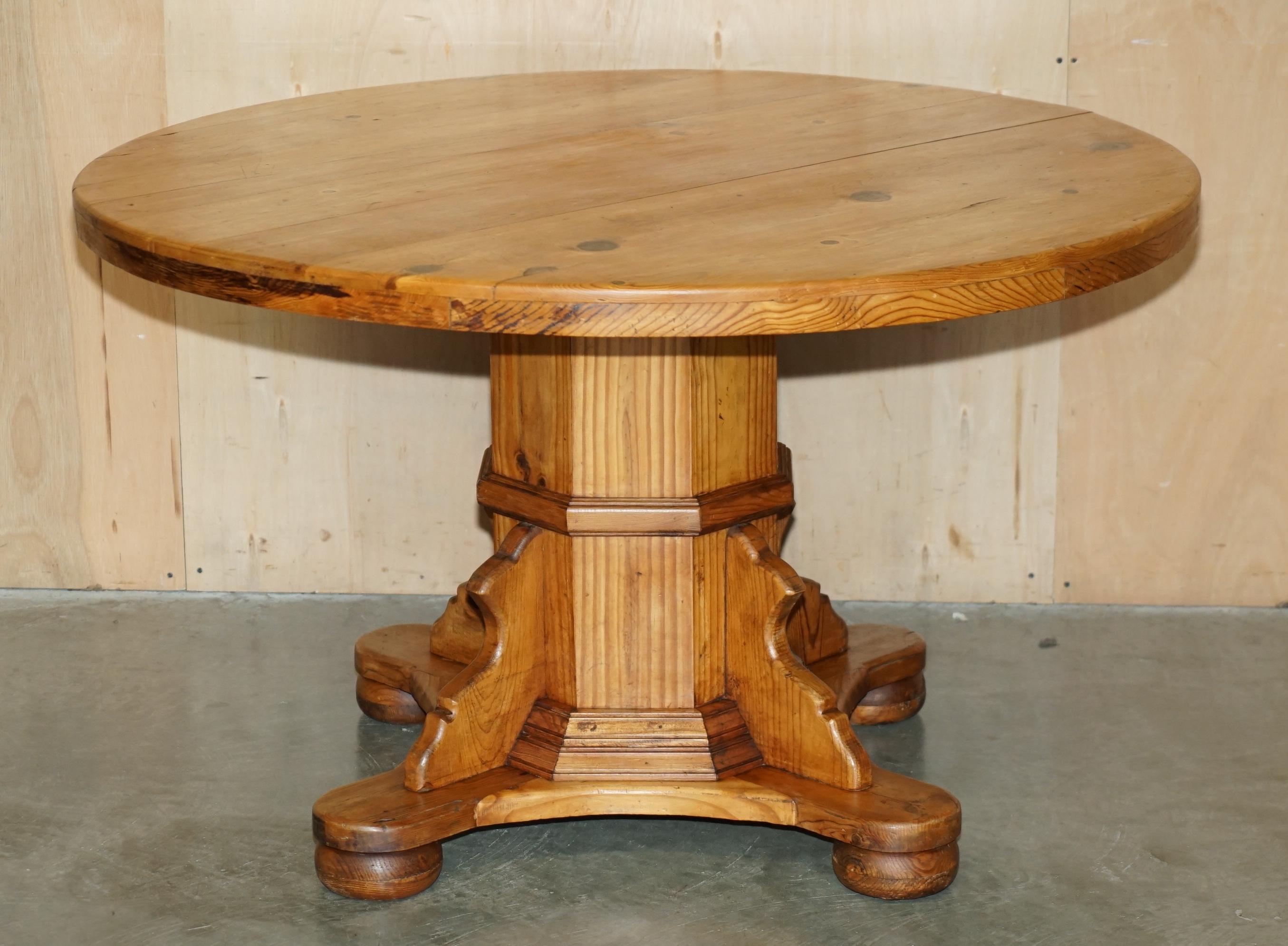 Royal House Antiques

Royal House Antiques is delighted to offer for sale this sublime Circa 1940's Pitch Pine dining table that seats 4 with ease and up to 6 with a thick pedestal base 

Please note the delivery fee listed is just a guide, it