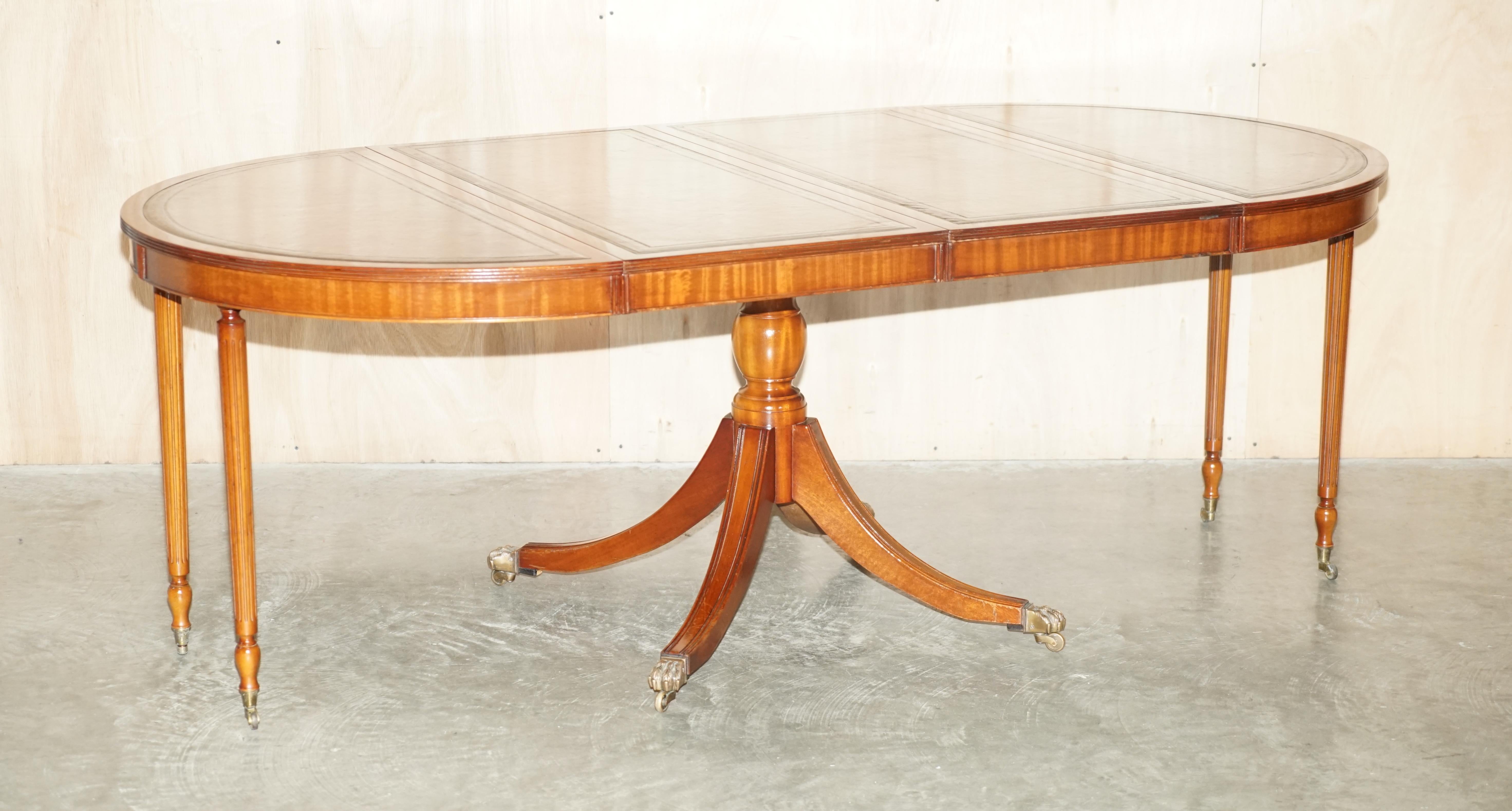 We are delighted to offer for sale this exquisite, hand dyed brown leather extending dining or library table 

Please note the delivery fee listed is just a guide, it covers within the M25 only for the UK and local Europe only for international,