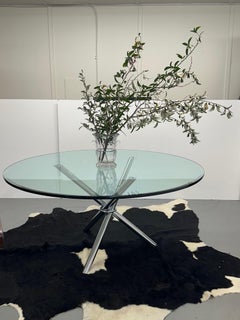 Stunning Round Glass Modern Table with Cool Chrome Tripod Base