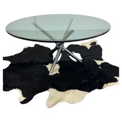 Stunning Round Glass Modern Table with Cool Chrome Tripod Base