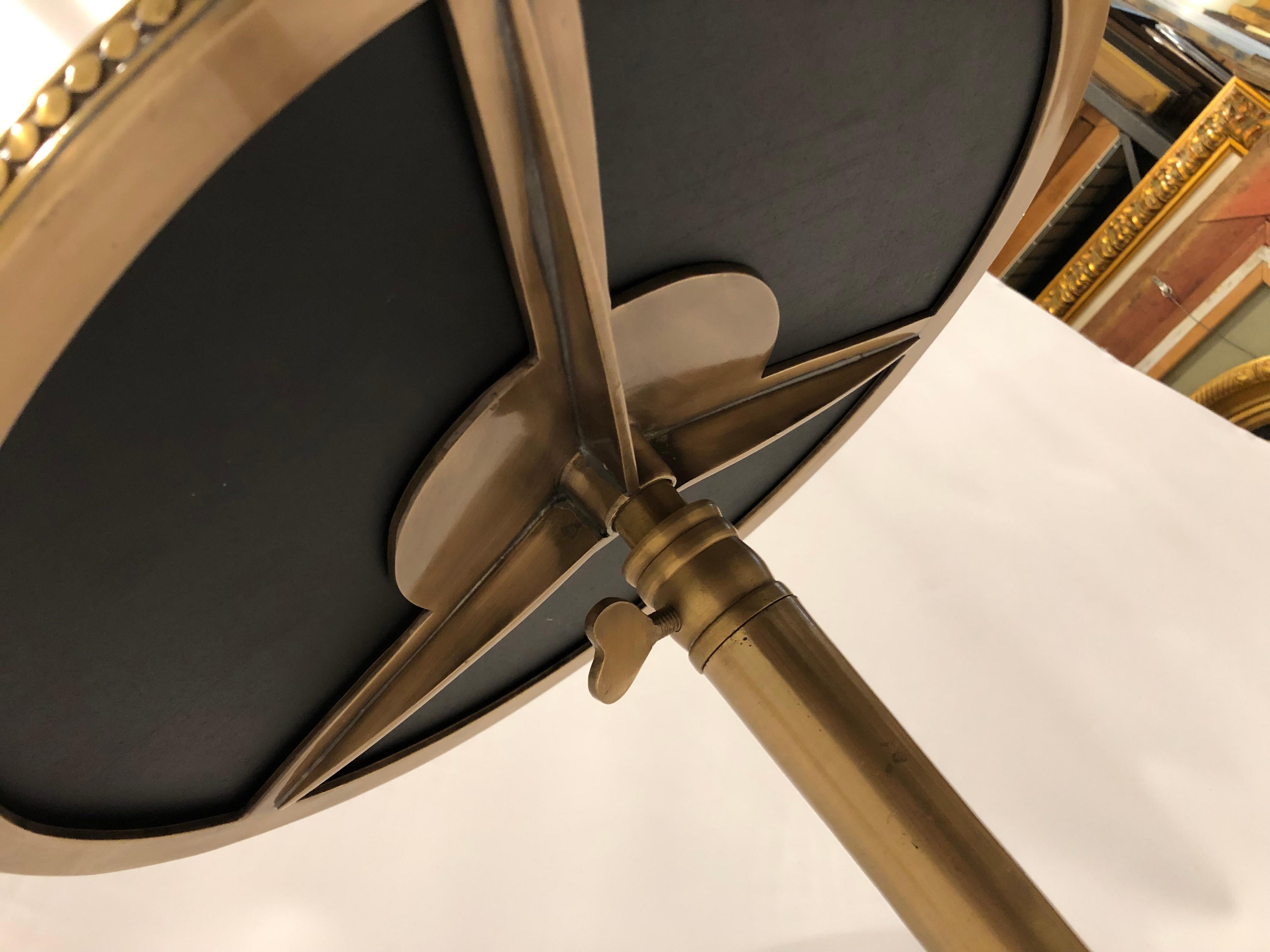 North American Stunning Round Small Black Granite and Brass Martini Side Table