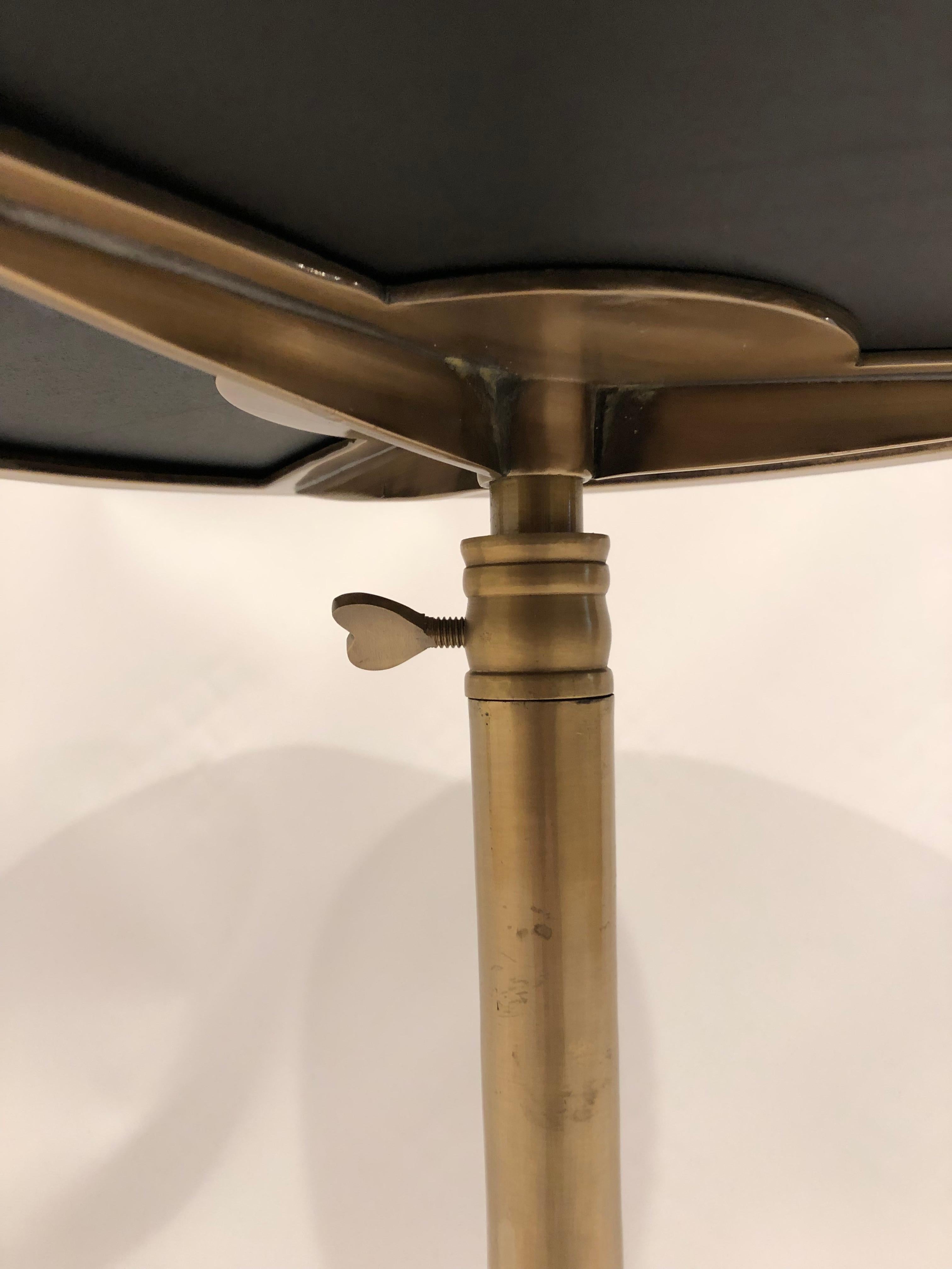 Contemporary Stunning Round Small Black Granite and Brass Martini Side Table