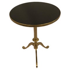 Stunning Round Small Black Granite and Brass Martini Side Table